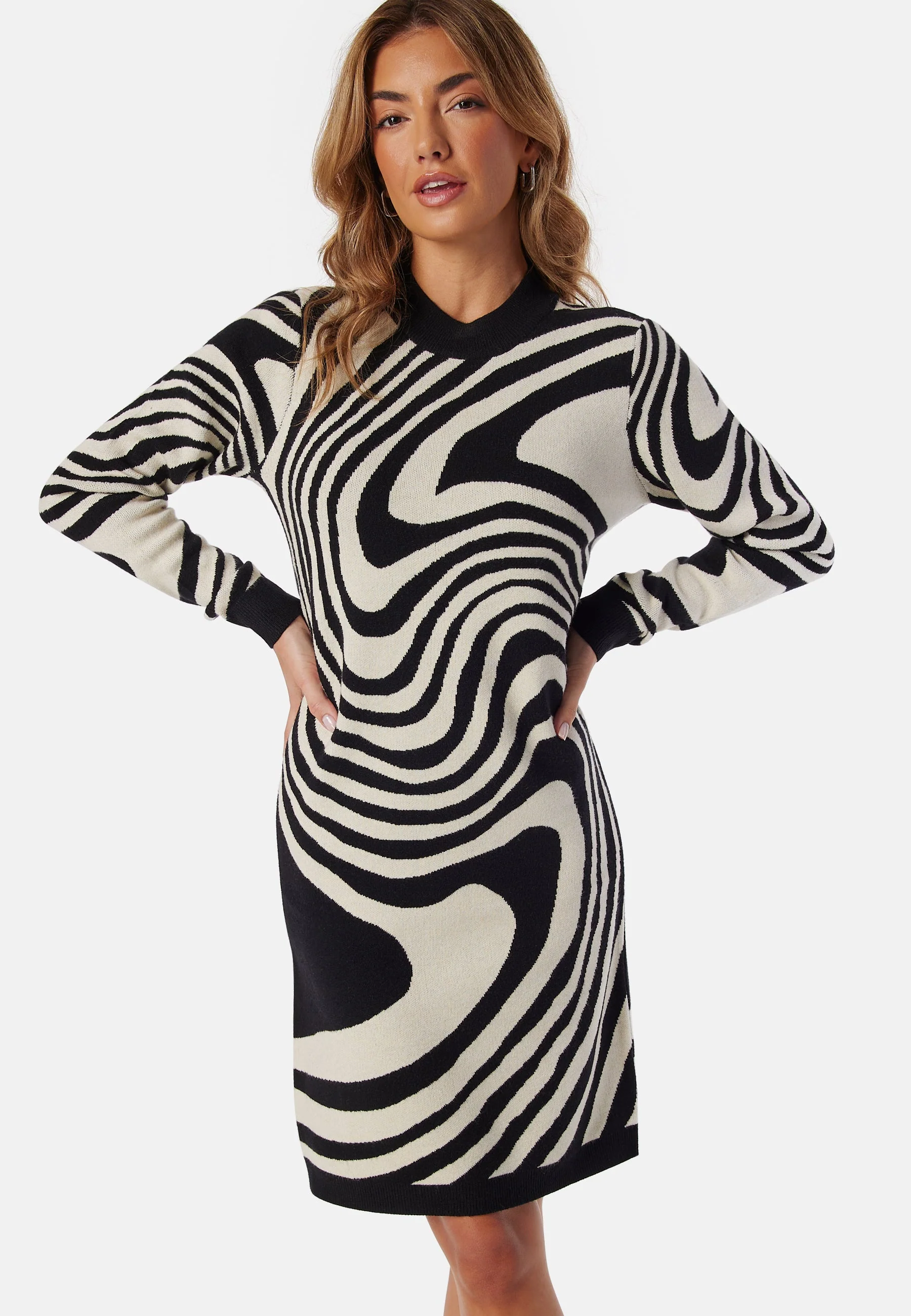 Ray L/S Knit Dress AOP