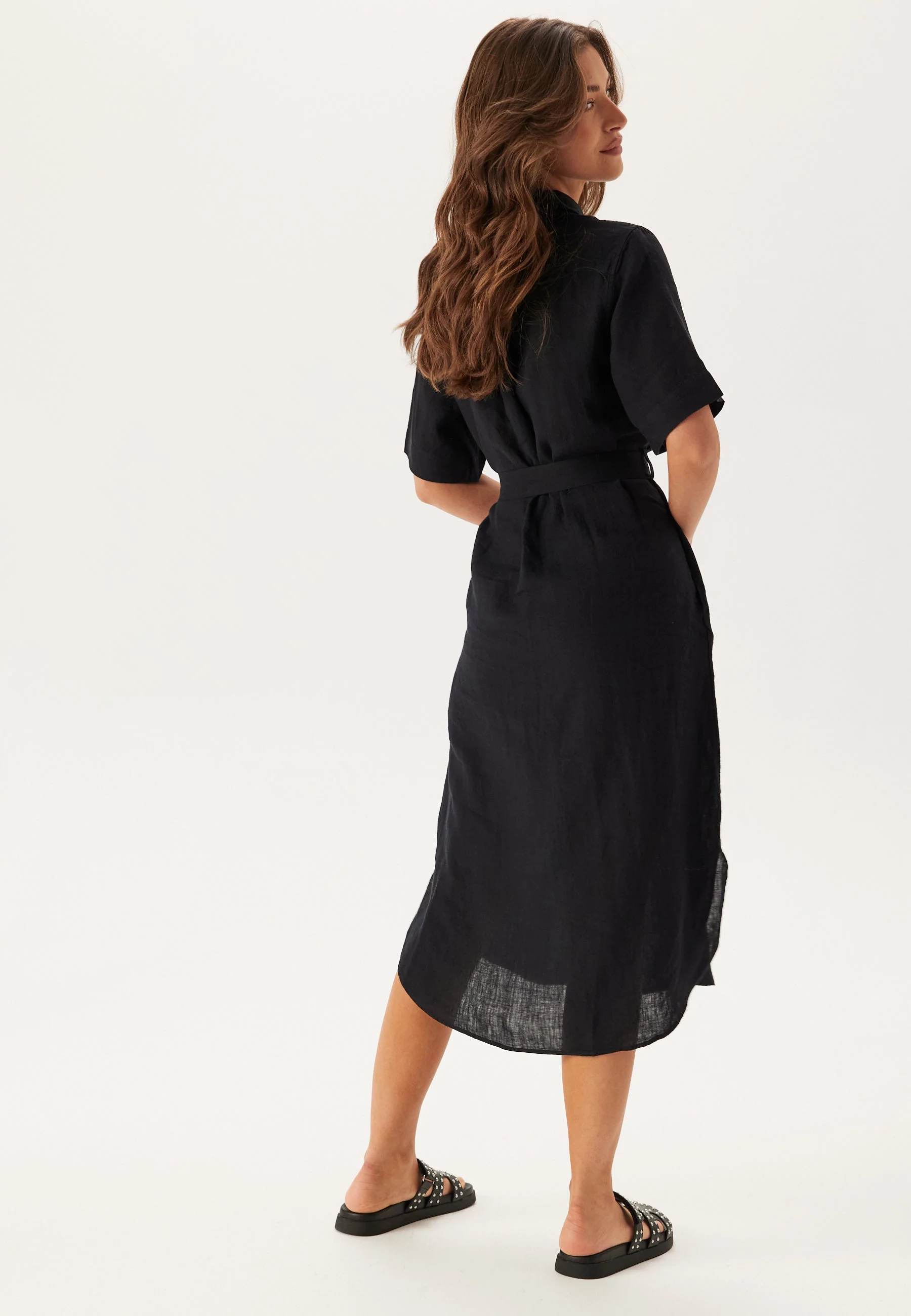 Reg Linen Ss Shirt Dress - Image 2