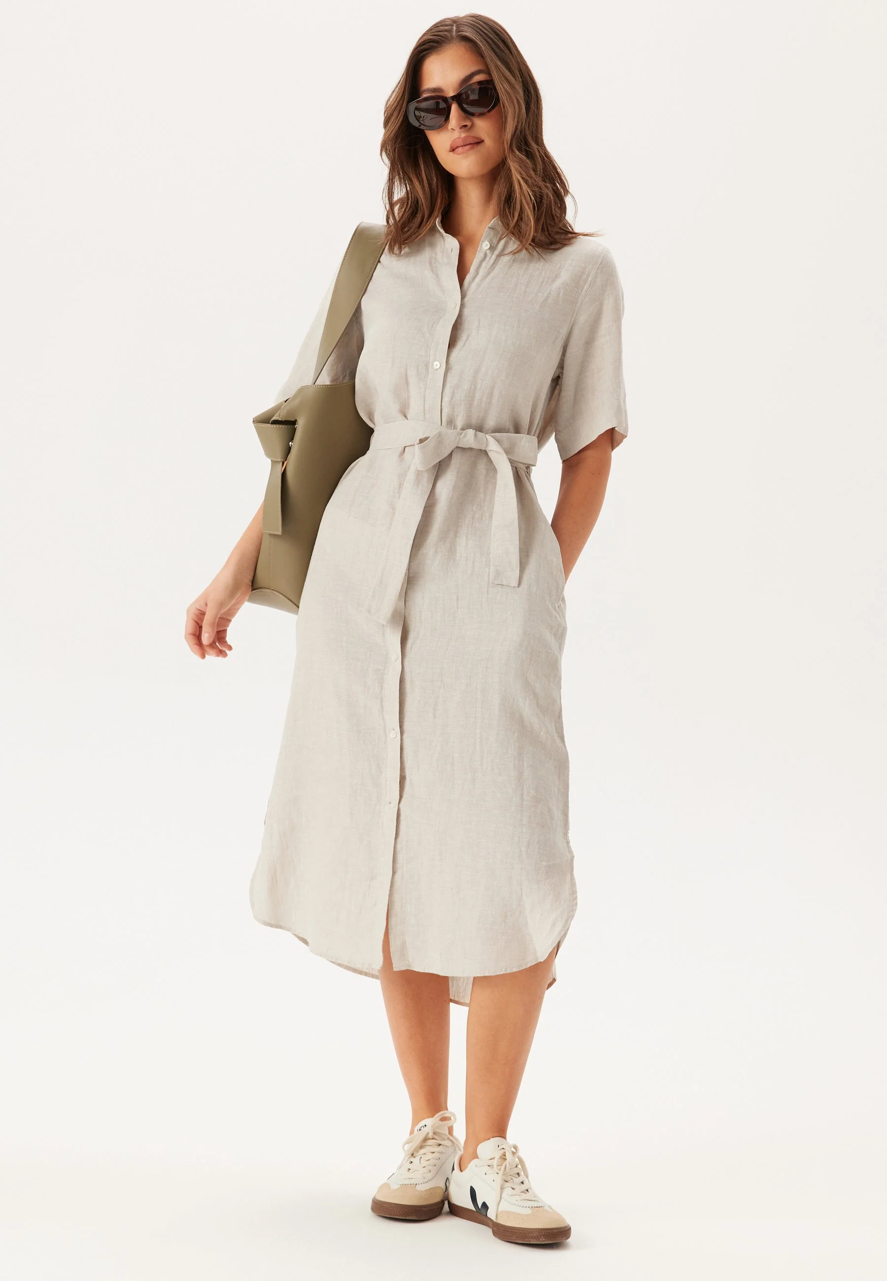 Reg Linen Ss Shirt Dress - Image 2