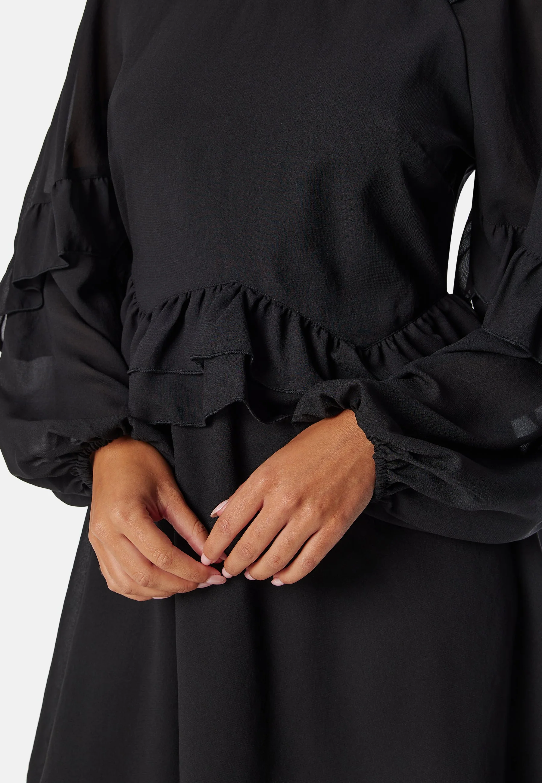 Round Neck Short Frill Dress - Image 4