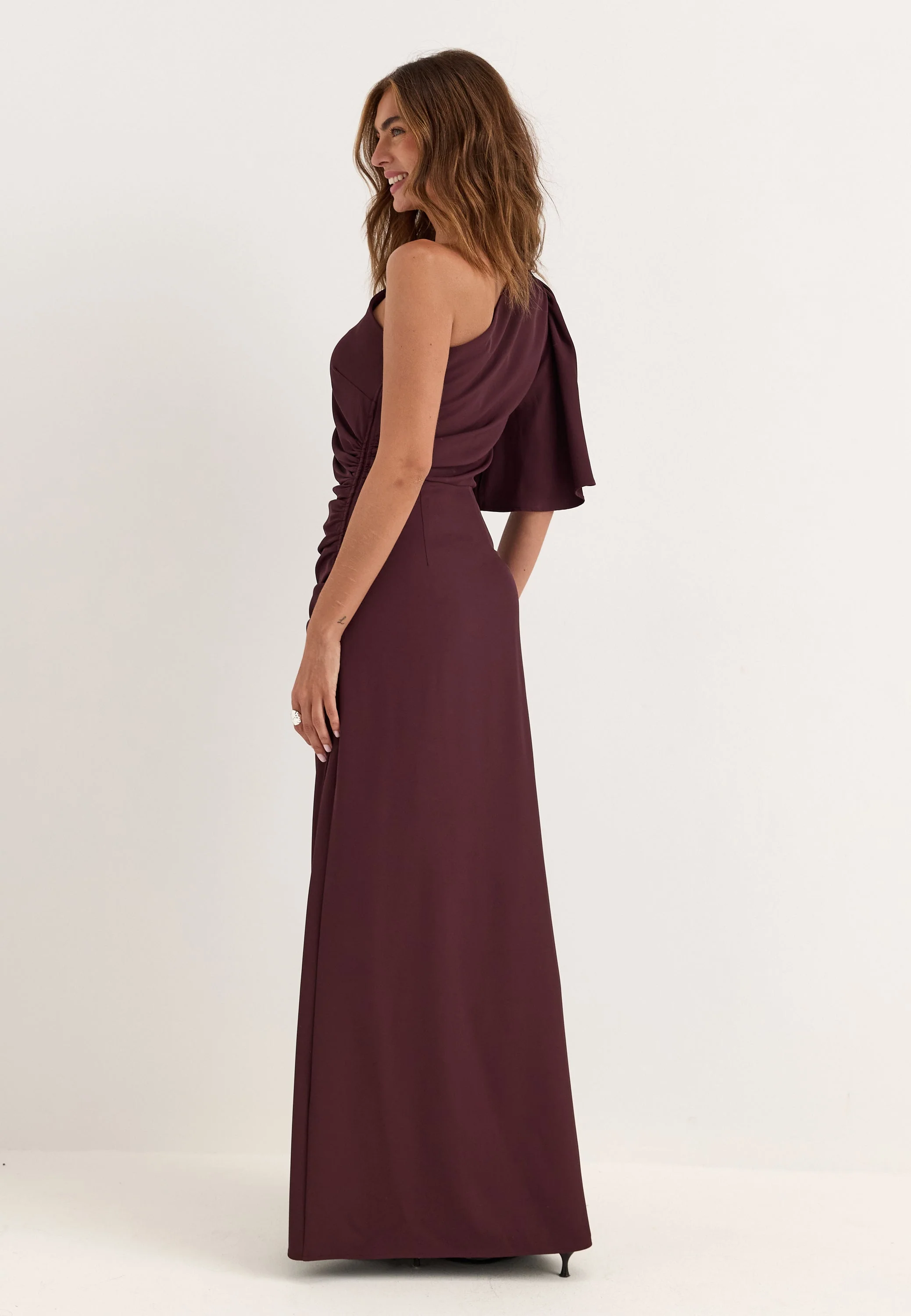 Ruched One Shoulder Gown - Image 3