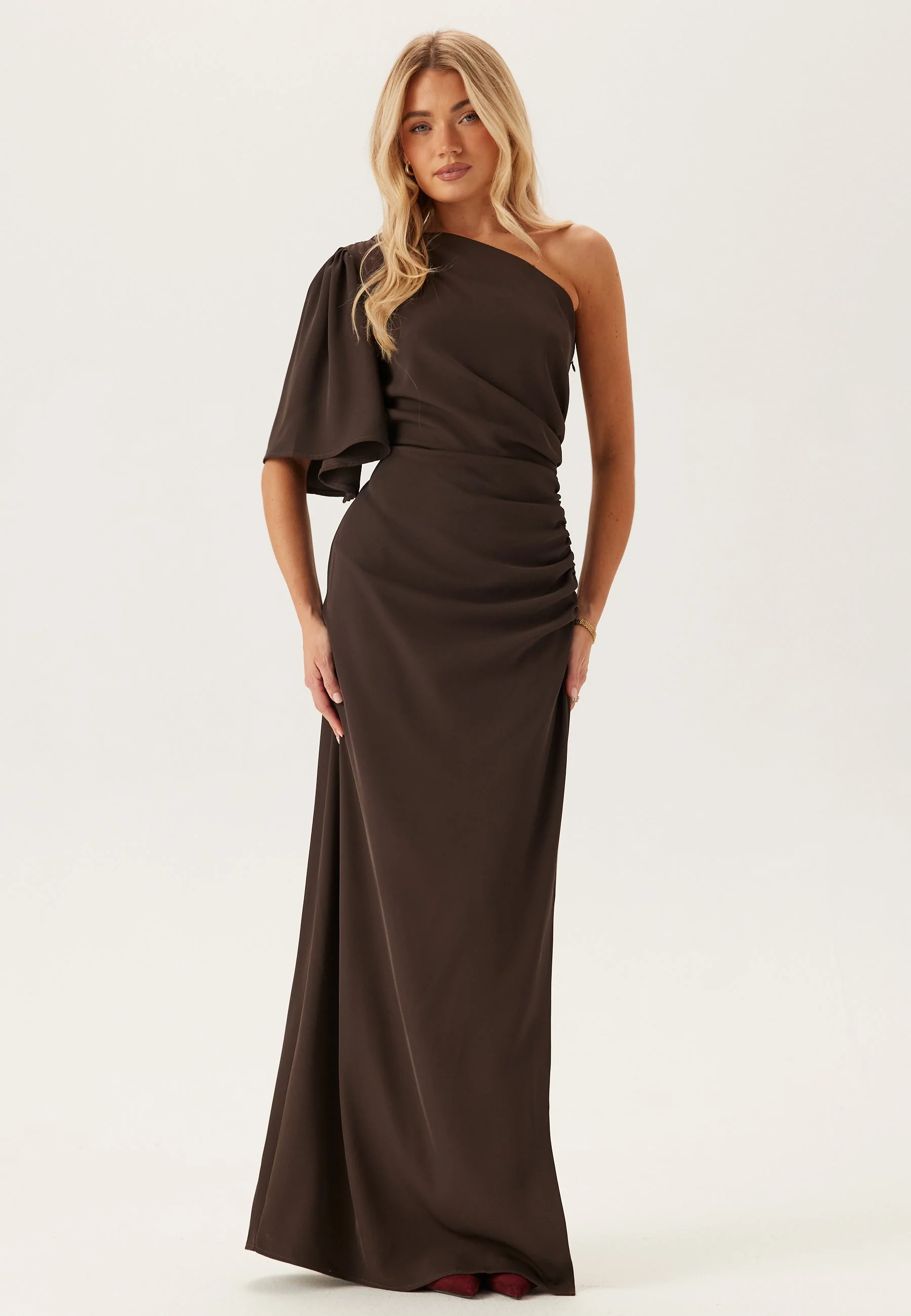 Ruched One Shoulder Gown