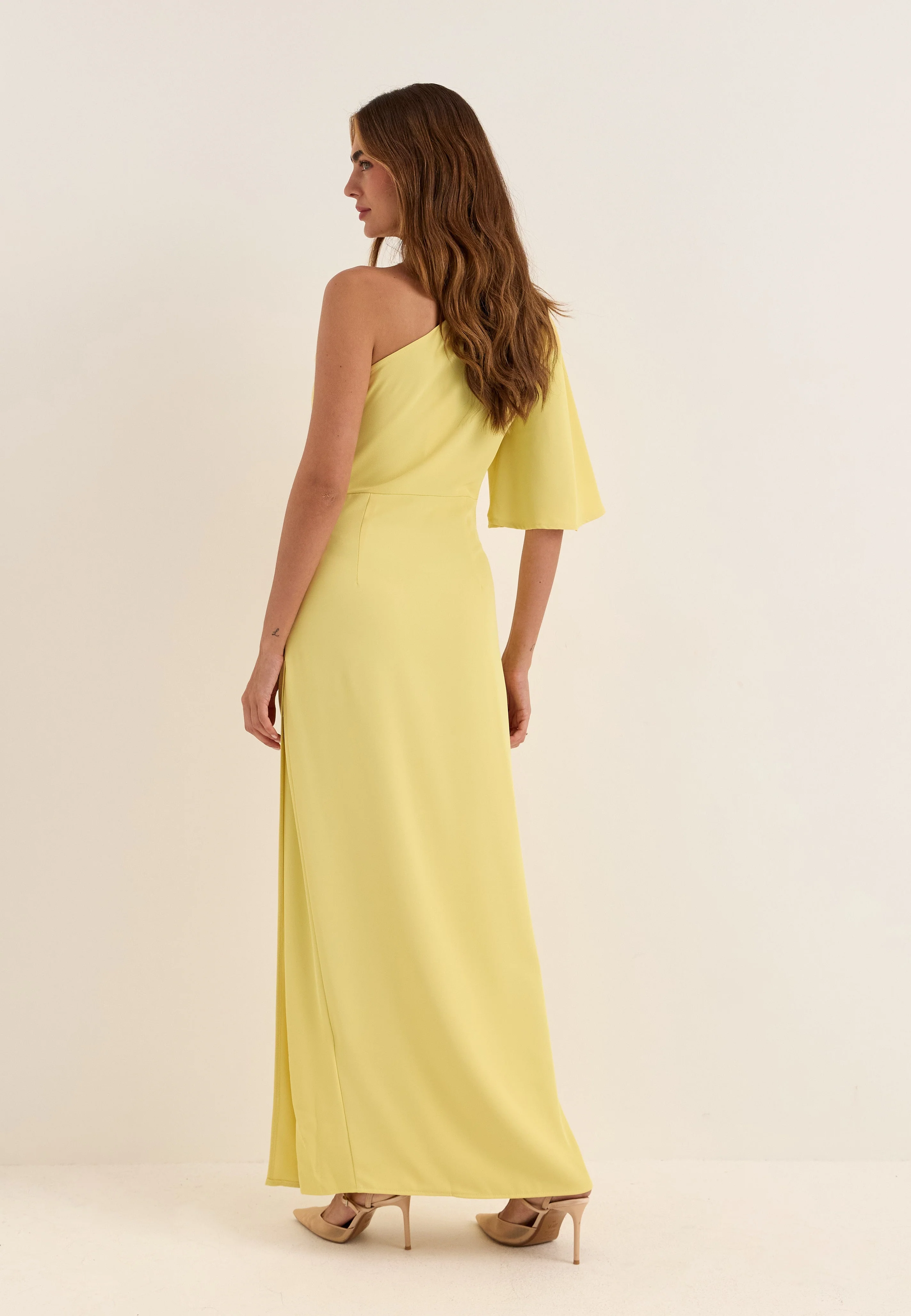 Ruched One Shoulder Maxi Dress - Image 3
