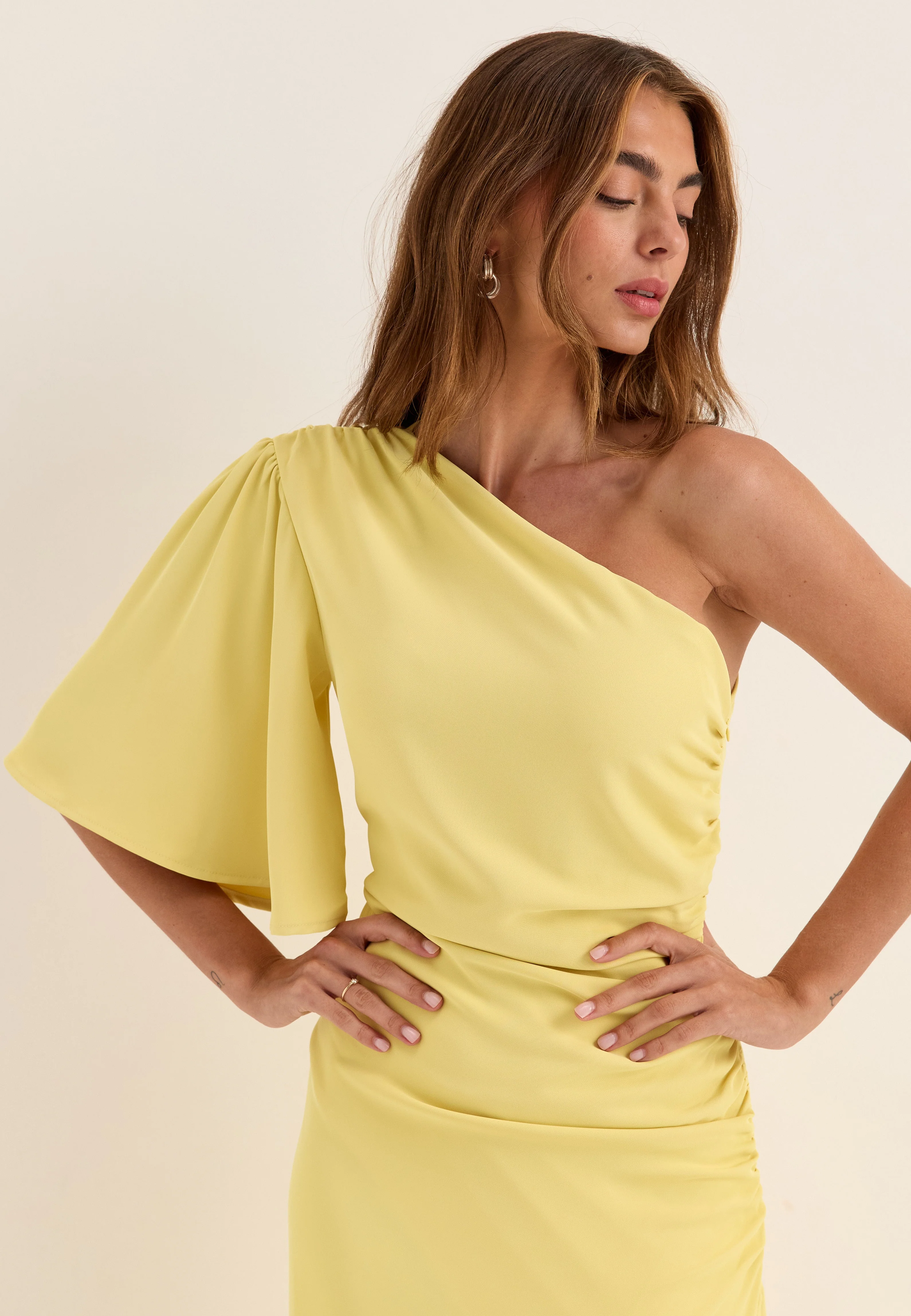 Ruched One Shoulder Maxi Dress - Image 4