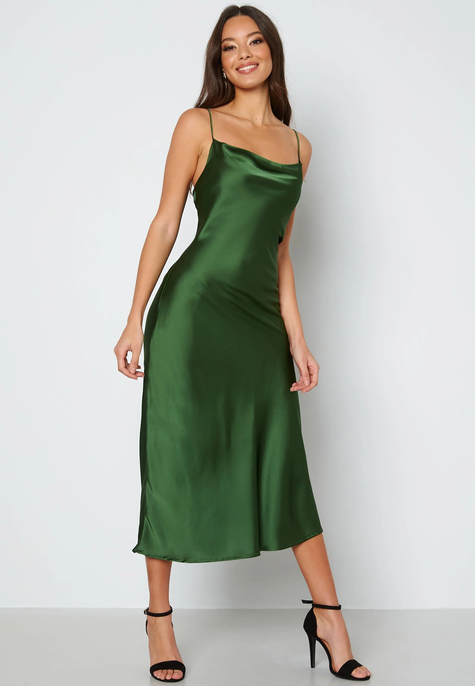 Sateen S/L Midi Dress