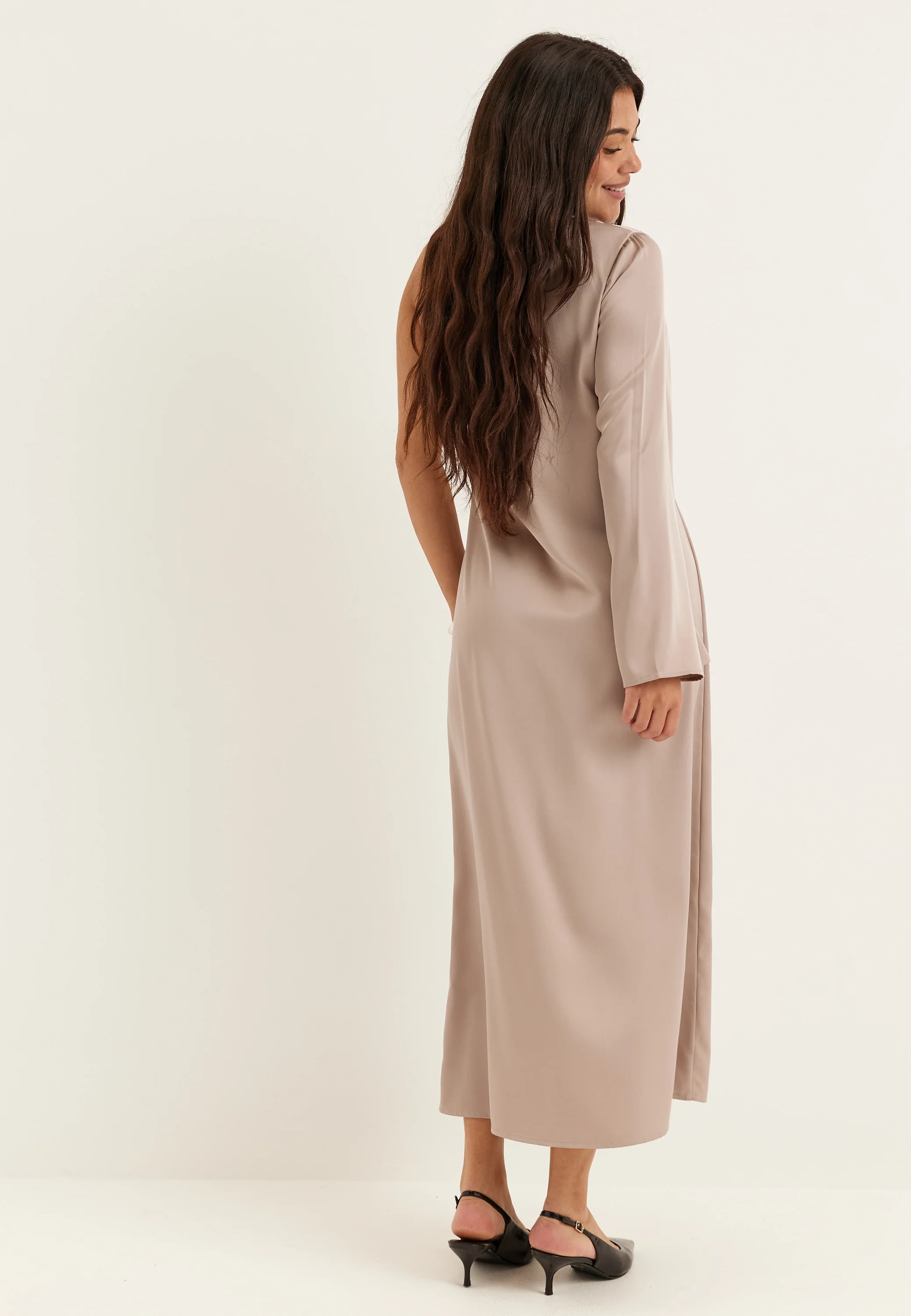 Satin One Shoulder Dress - Image 3