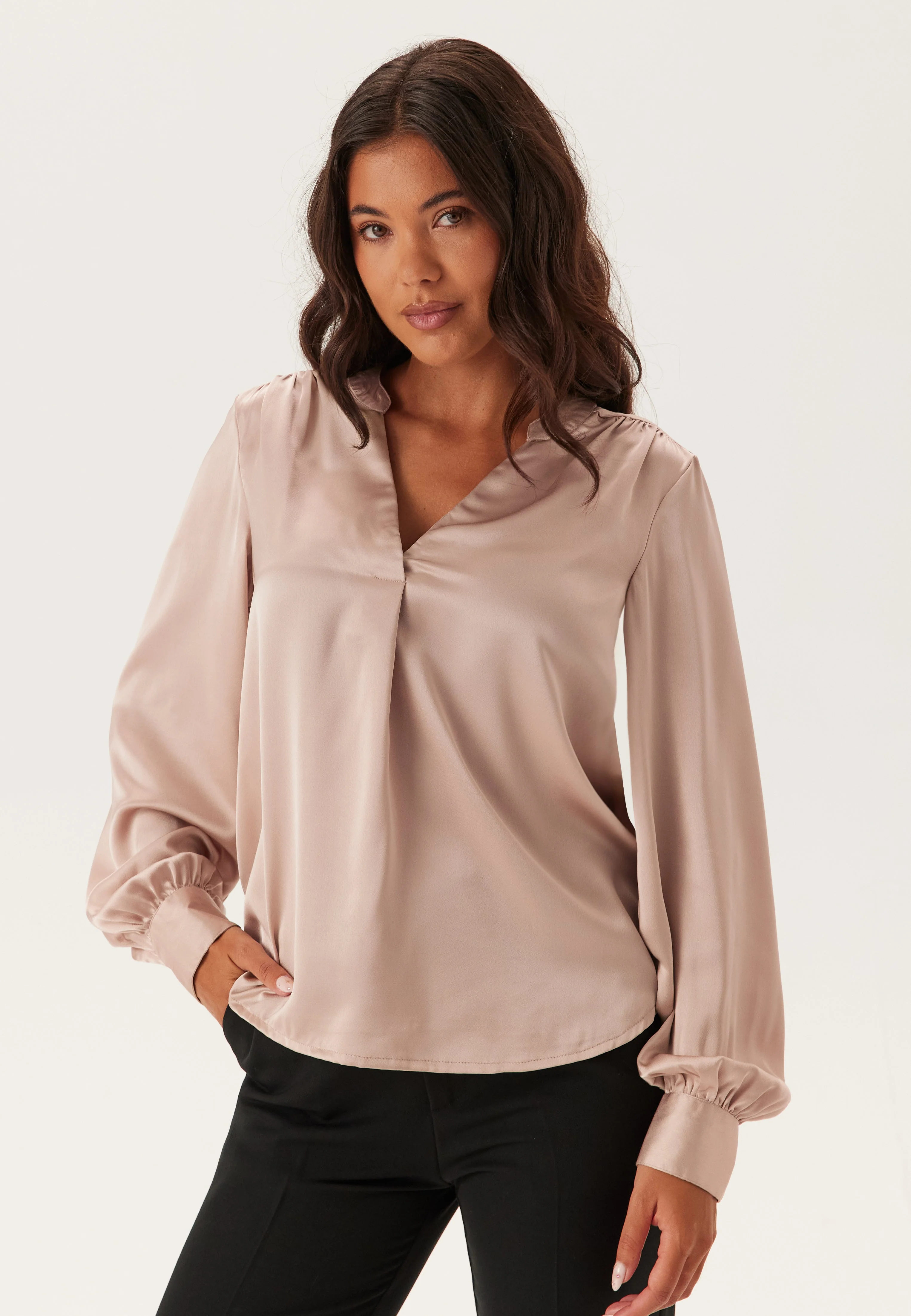 Satin Puff Sleeve Blouse - Image 2