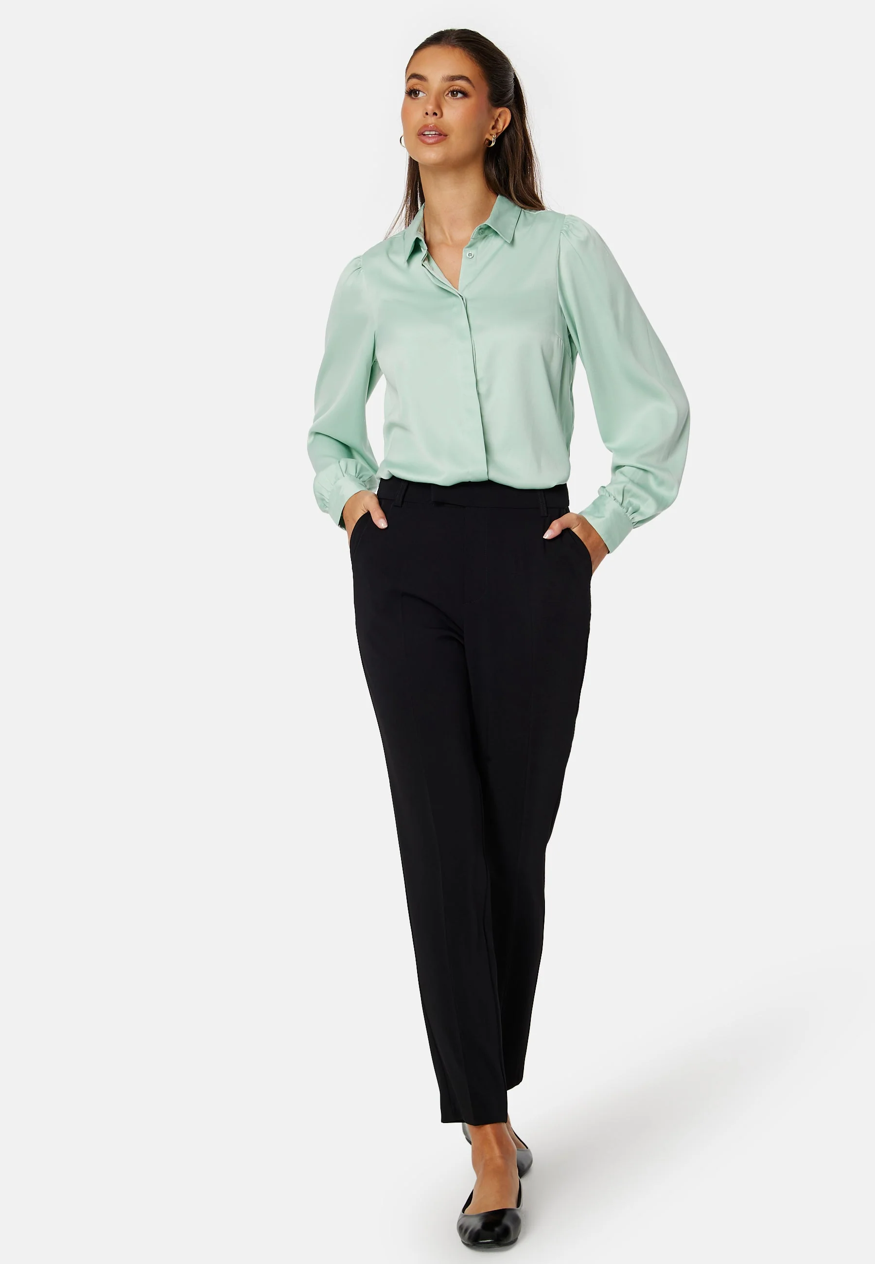 Satin Puff Sleeve Shirt - Image 2