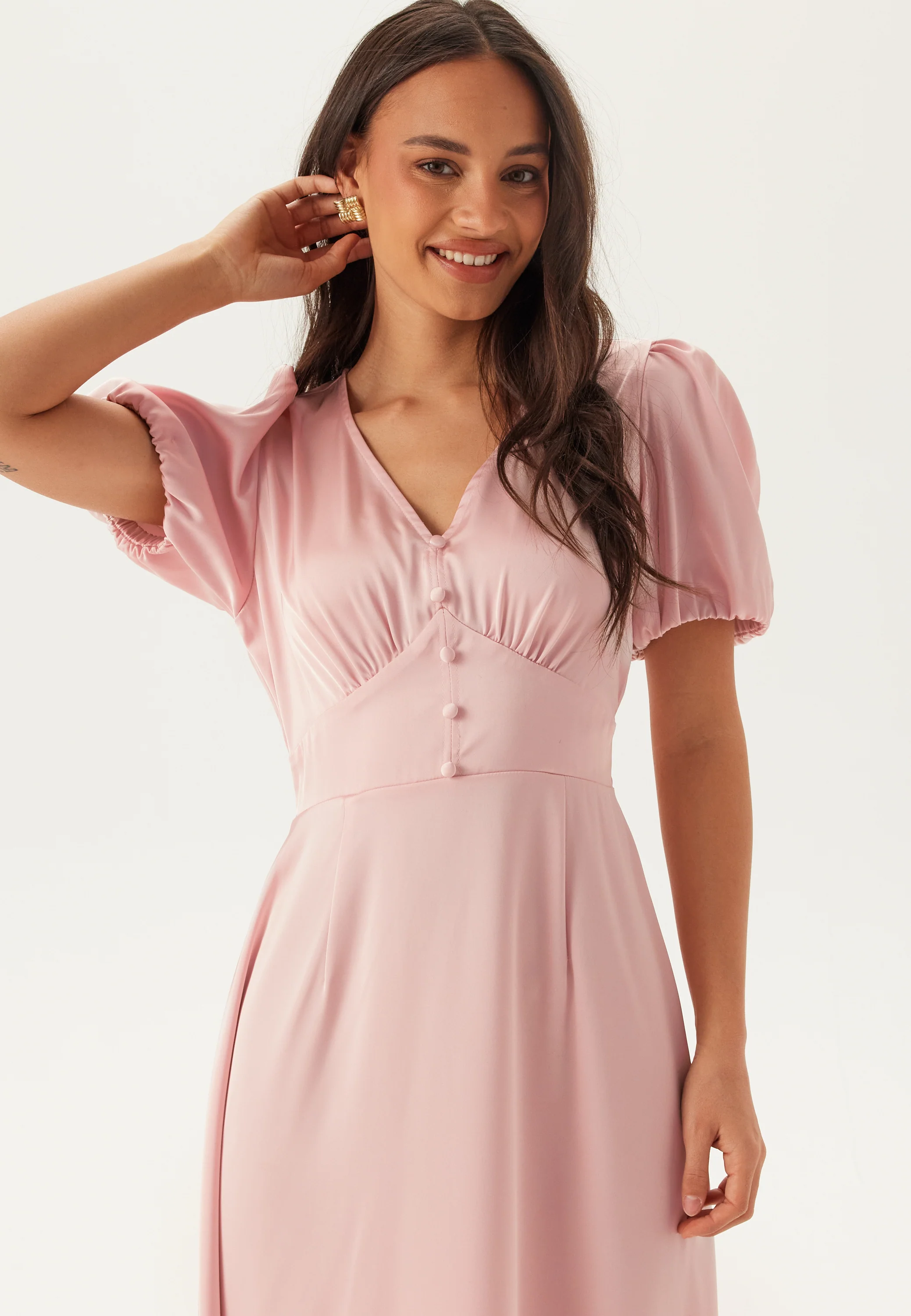 Satin Short Sleeve Maxi Dress - Image 2