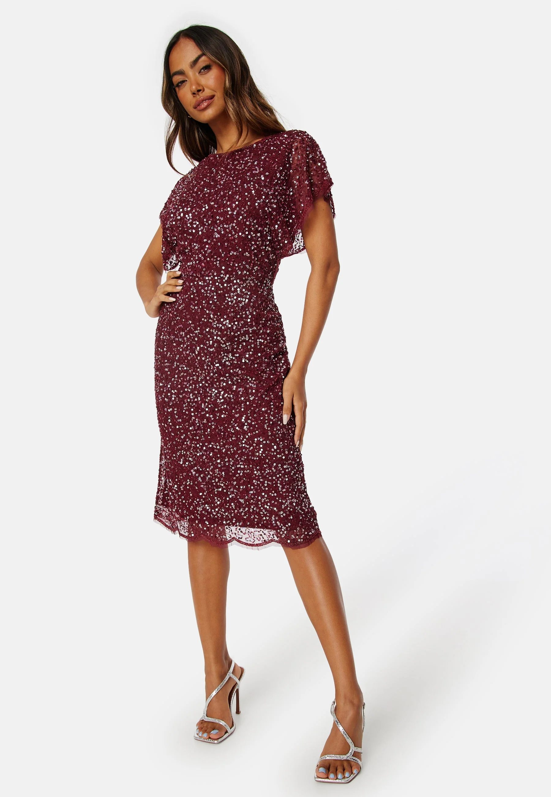 Scallop Sequin Midi Dress