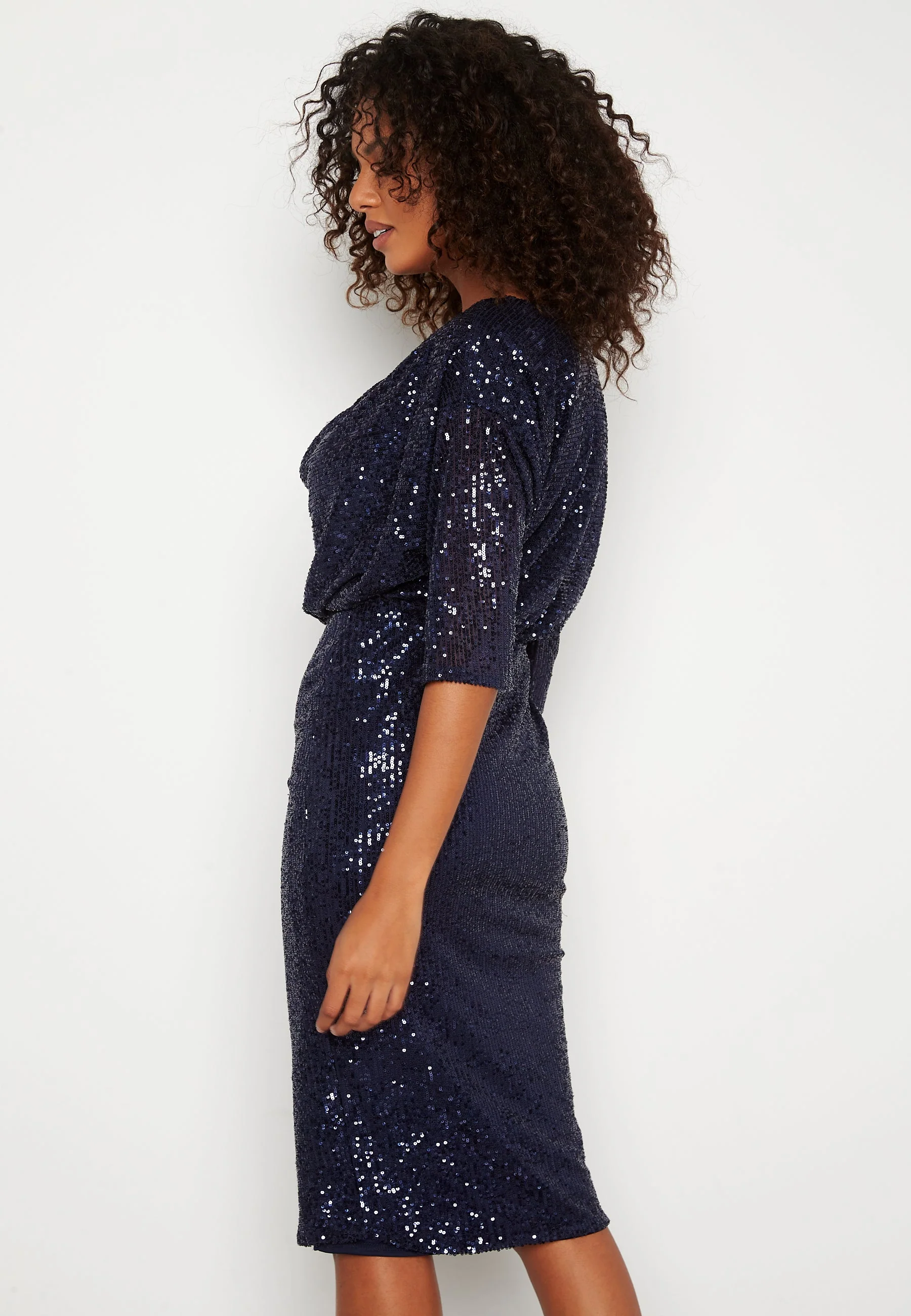 Sequin Cowl Neck Midi Dress - Image 4