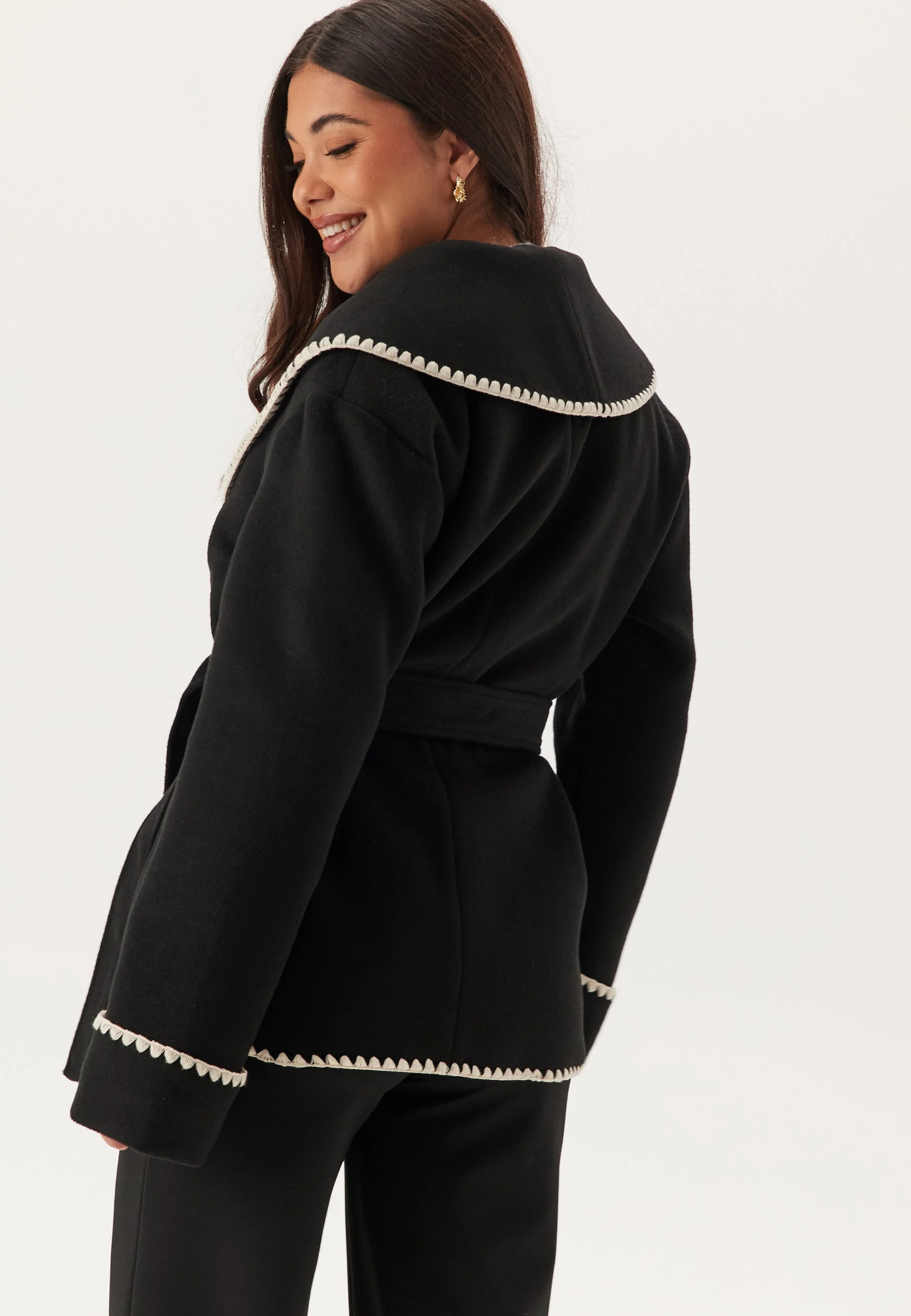 Shawl Collar Wool Blend Jacket - Image 3