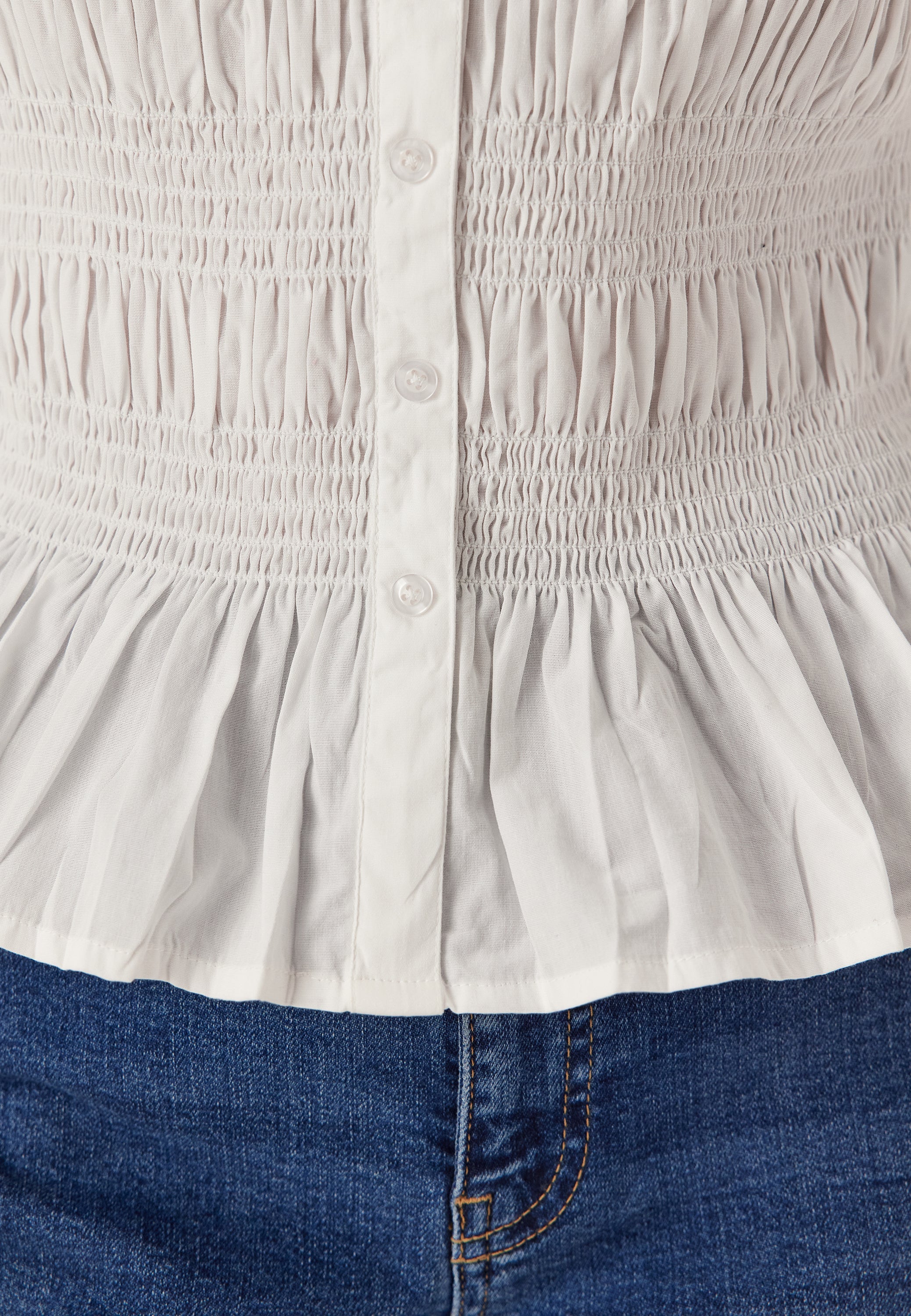 Short Sleeve Cotton Smock Blouse - Image 4