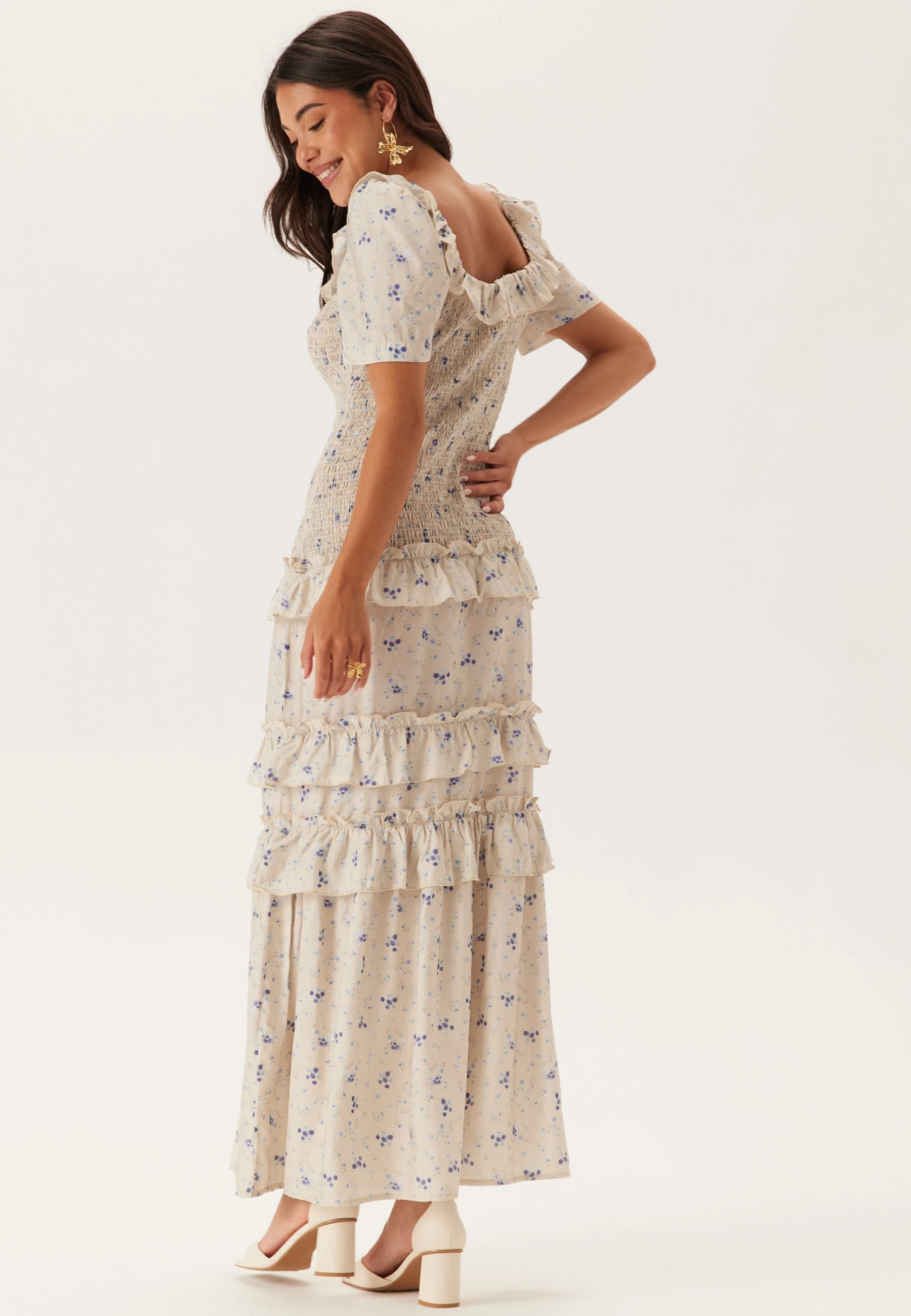 Short Sleeve Frill Maxi Dress - Image 3