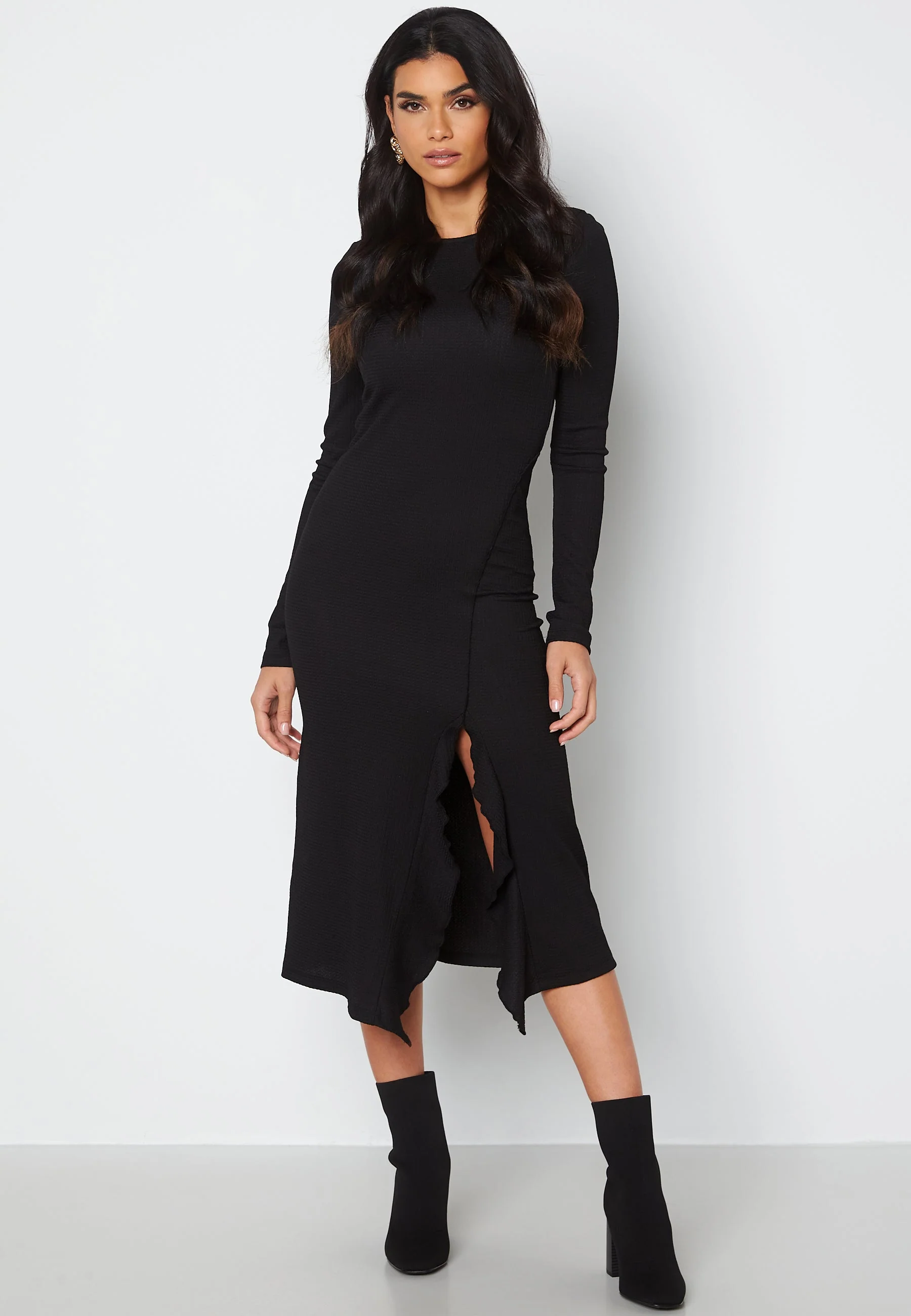 Sie L/S Detail Calf Dress