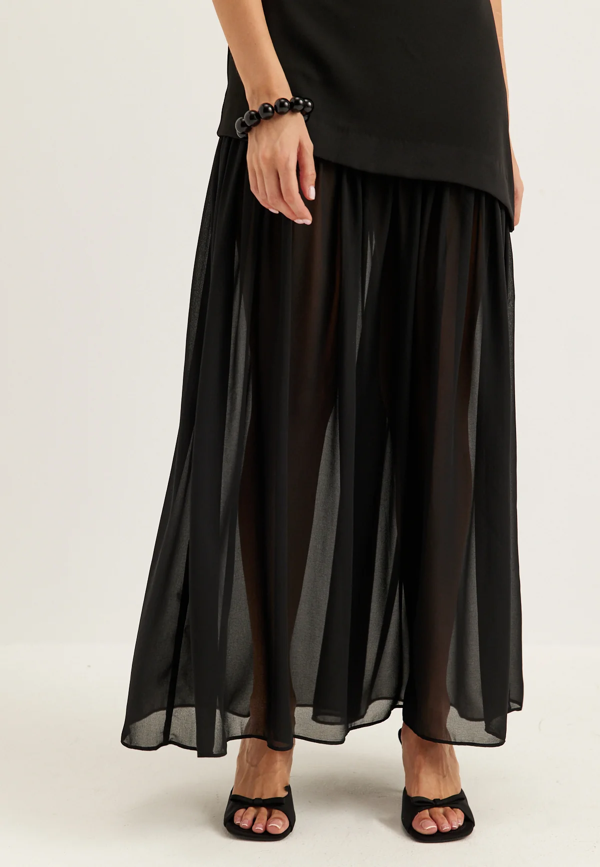 Sleeveless Mixed Fabric Maxi Dress - Image 3