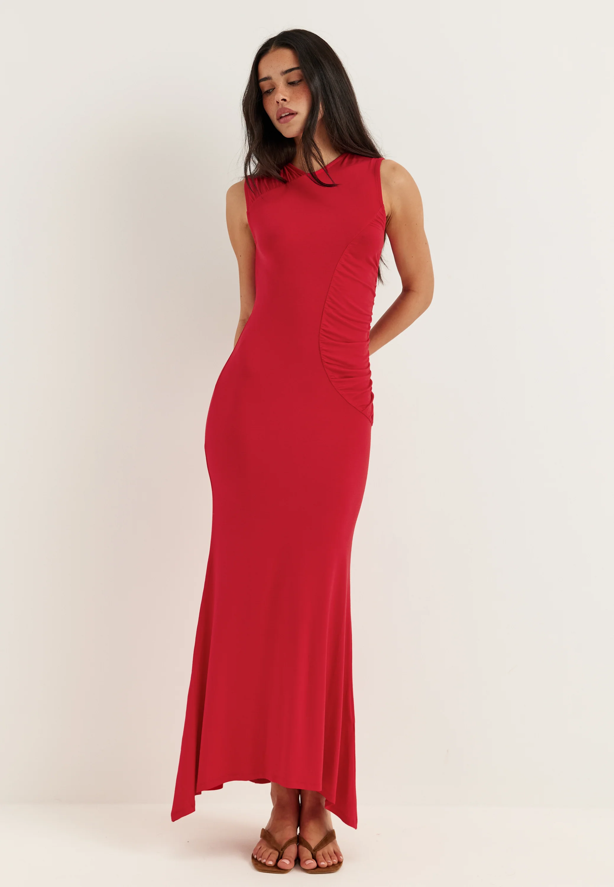 Sleeveless Ruched Maxi Dress - Image 2