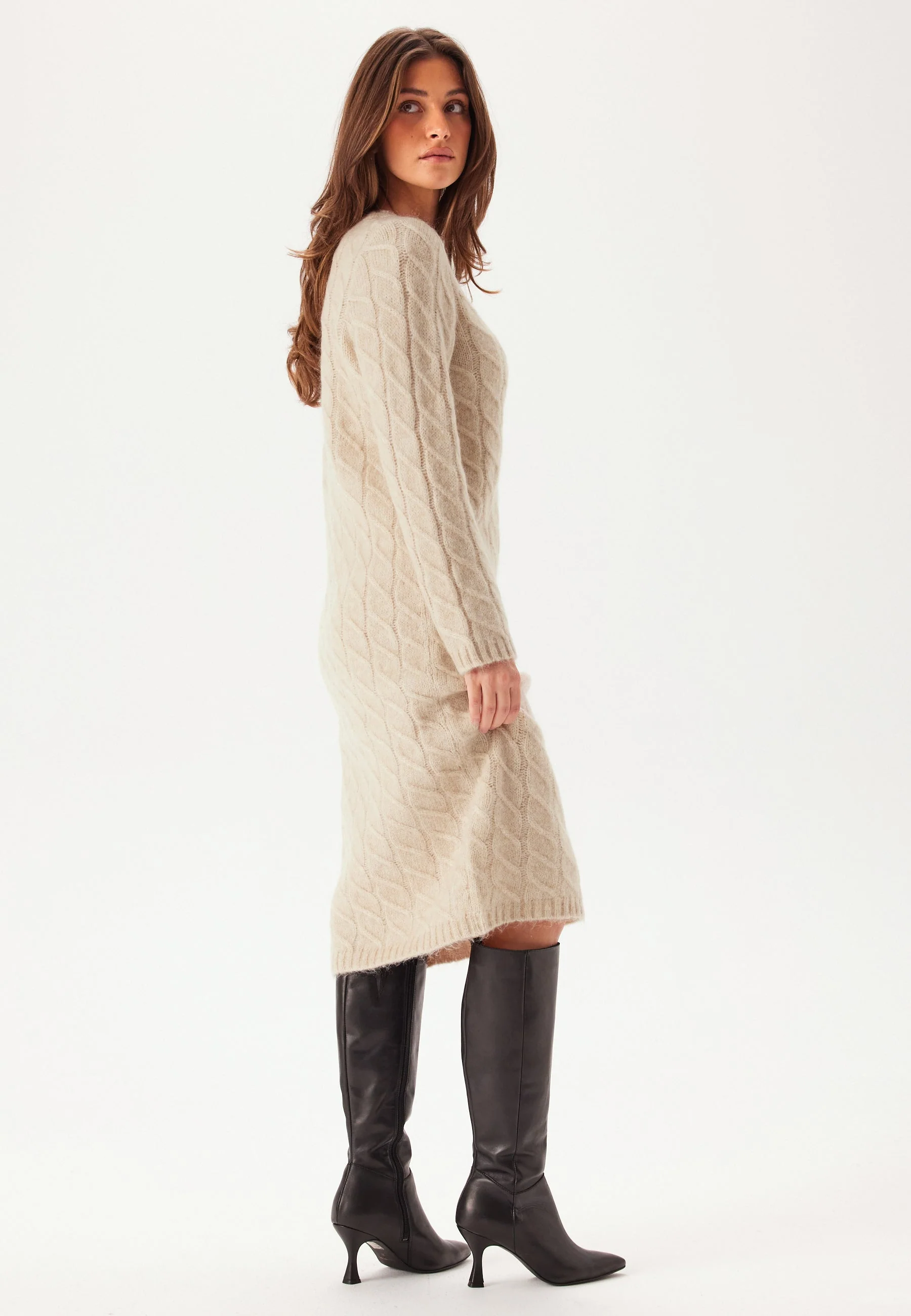 Slfalmina Ls Knit Cable Dress - Image 3