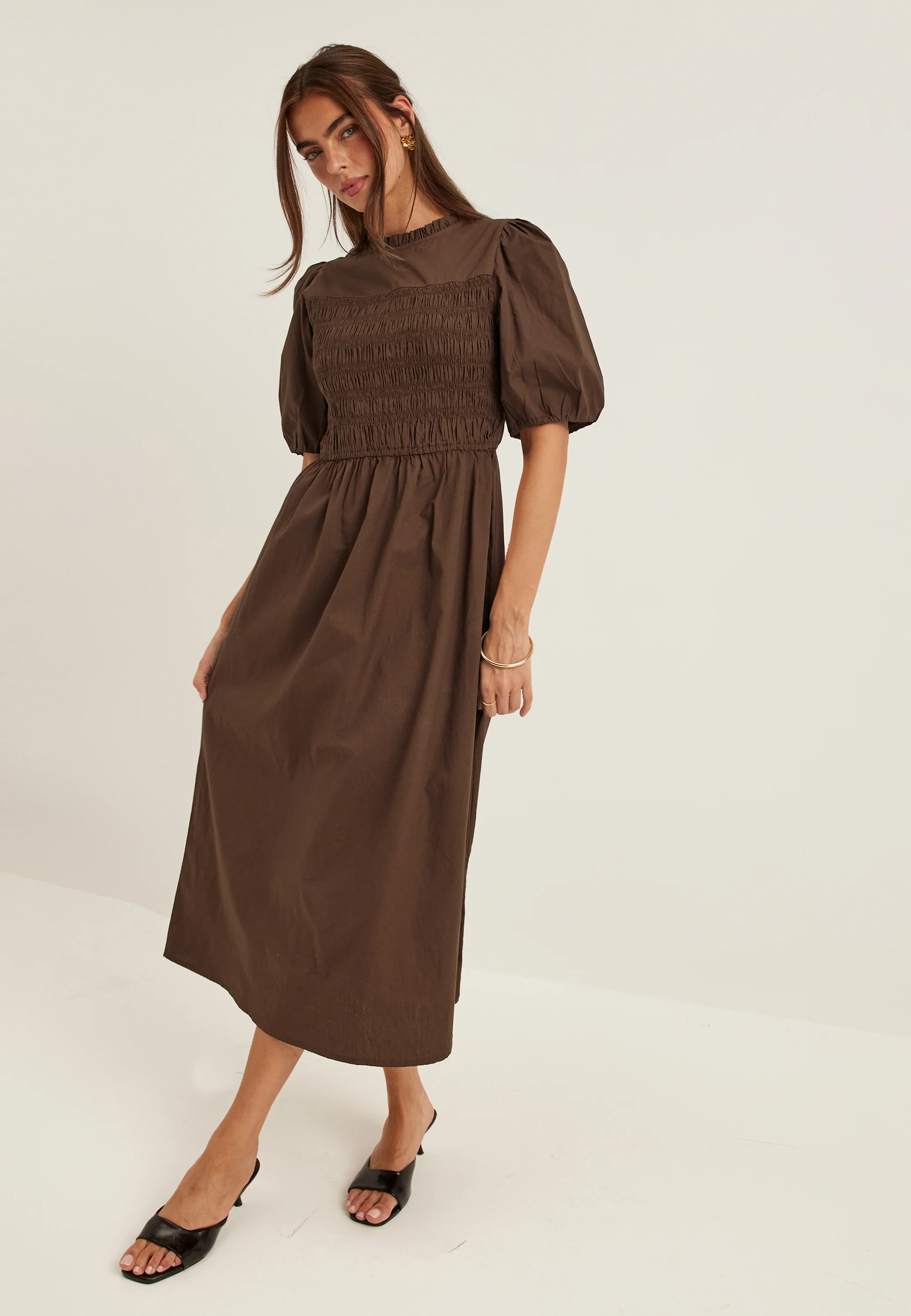 Smock Short Sleeve Cotton Dress