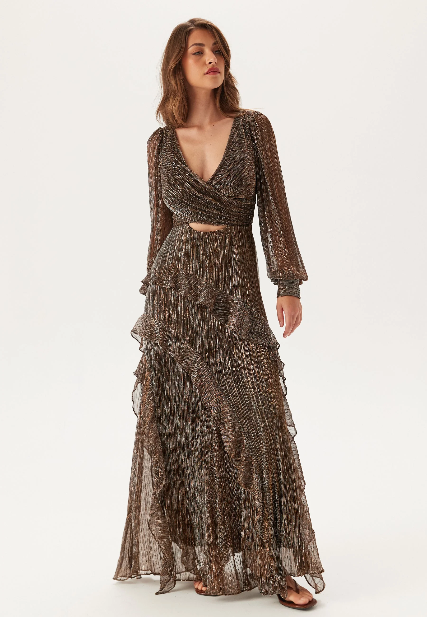 Spencer Plisse Ruffle Midi