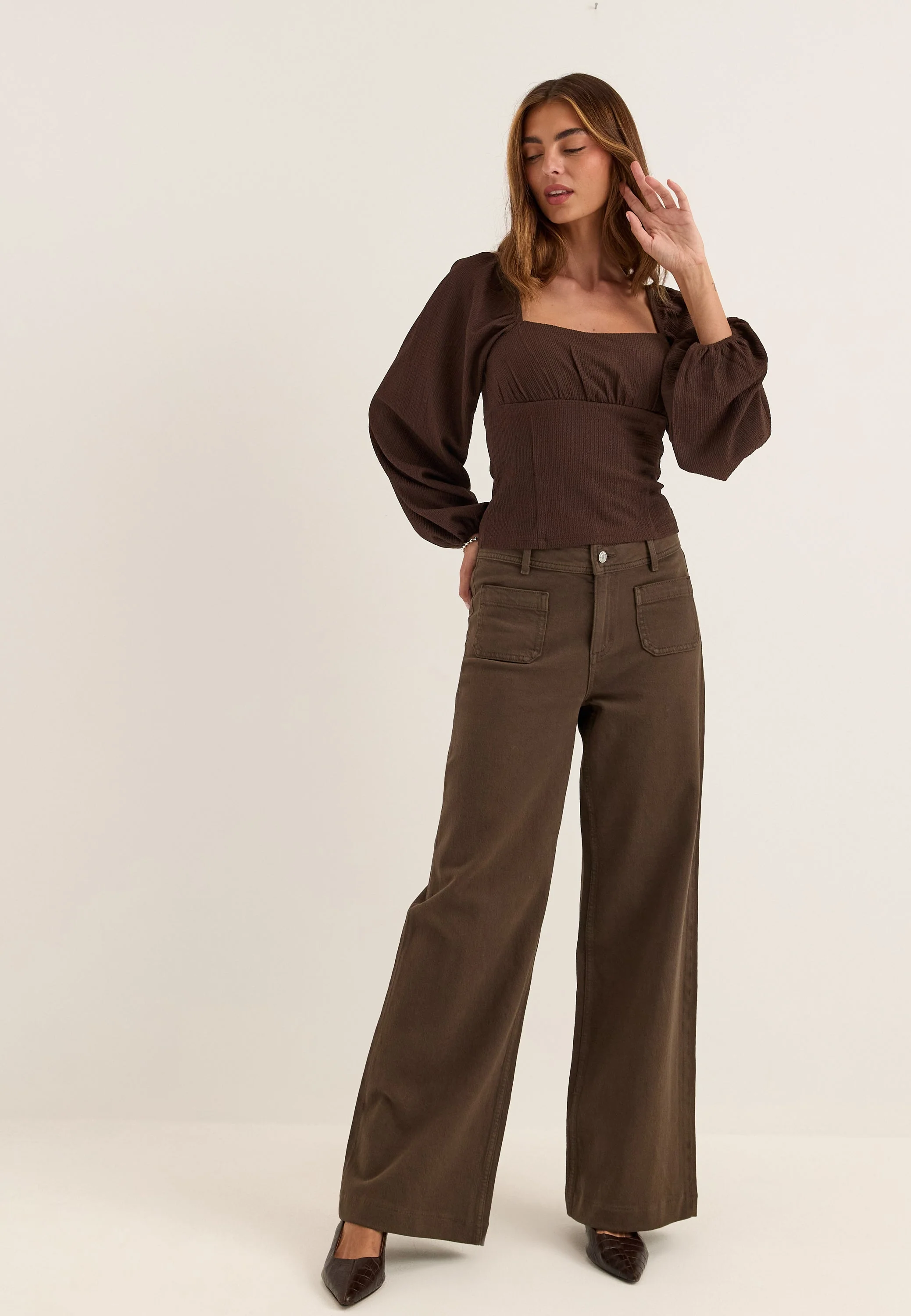 Square Neck Long Sleeve Top - Image 3