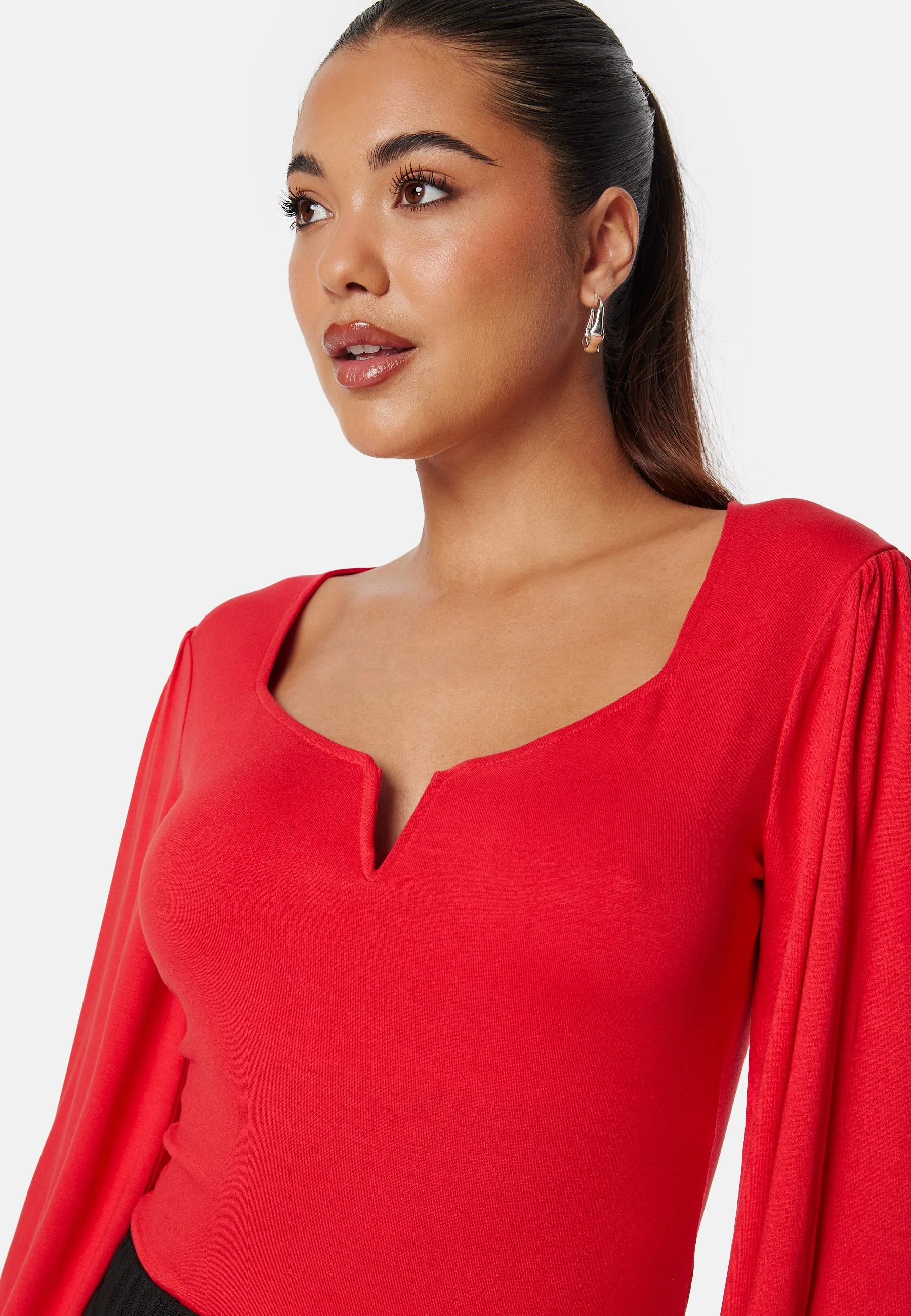 Square V-neck Long Sleeve Puff Top - Image 3