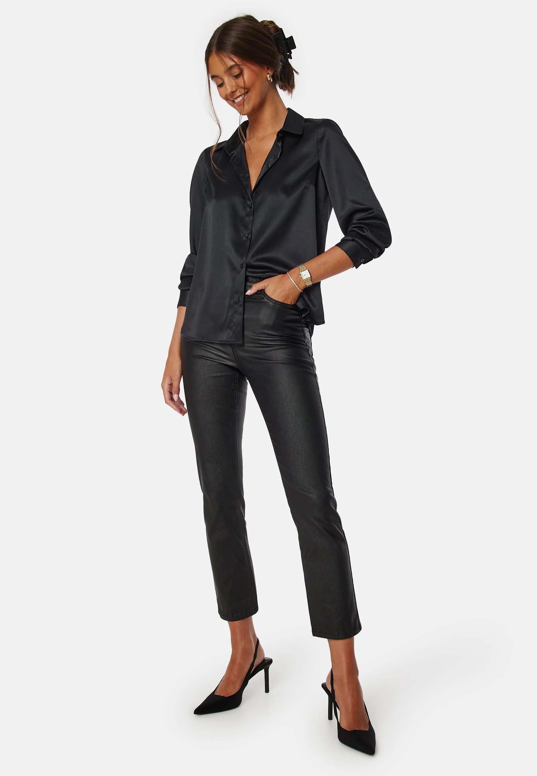 Straight Leg Coated Jeans