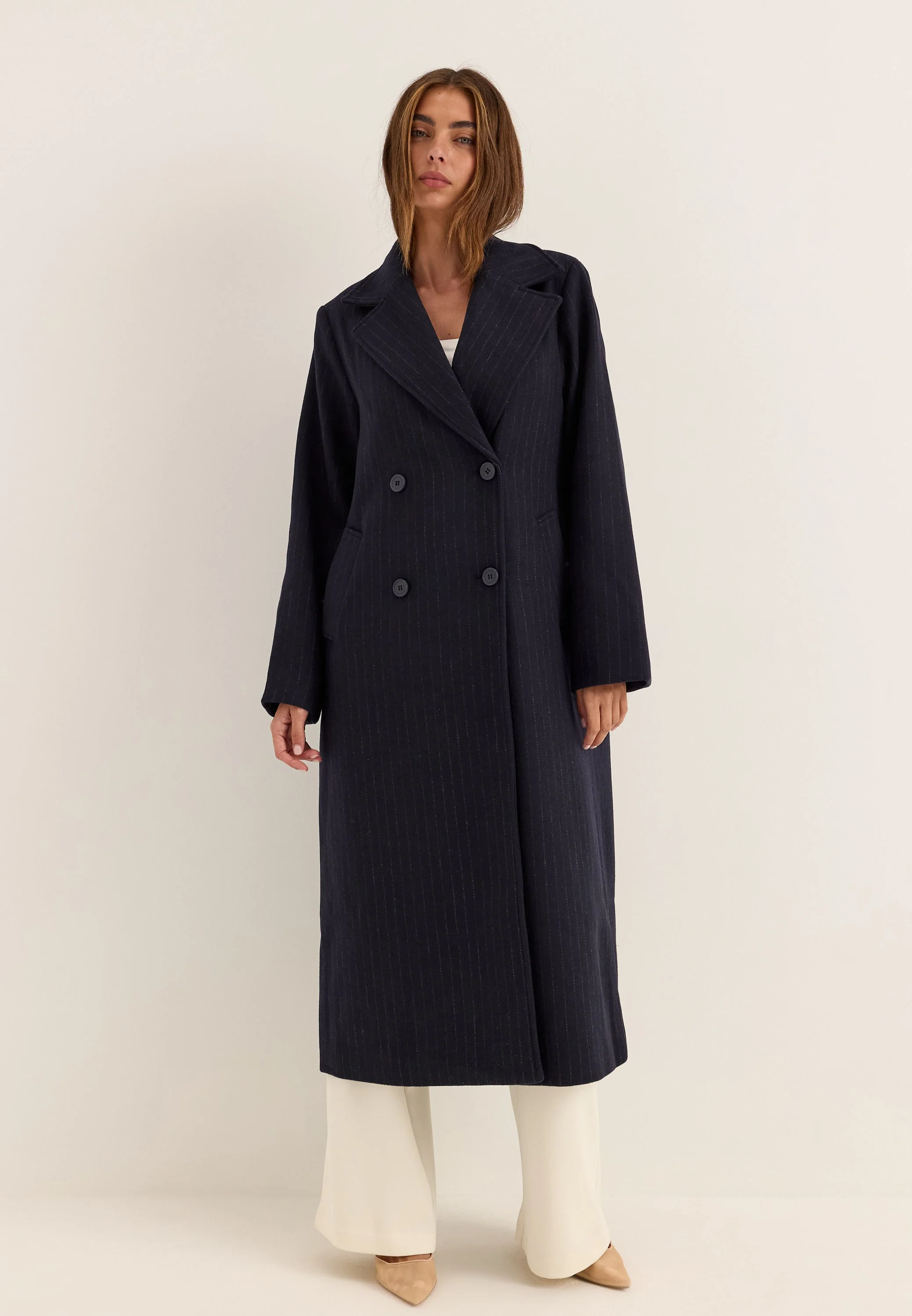 Straight Wool Blend Coat