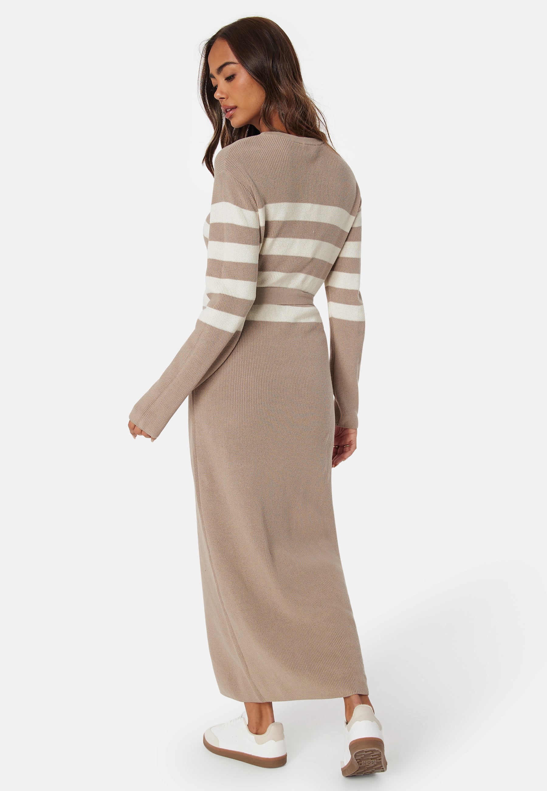 Striped O-neck Knitted Dress - Image 2
