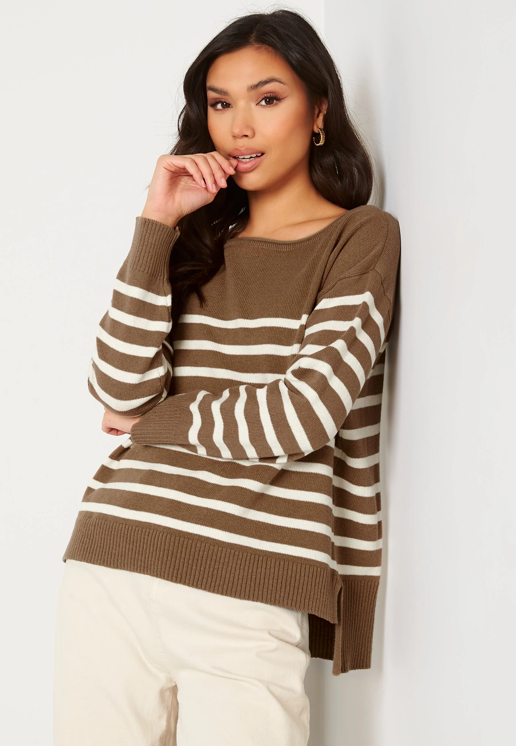 Suza Boatneck L/S Stripe Knit Top