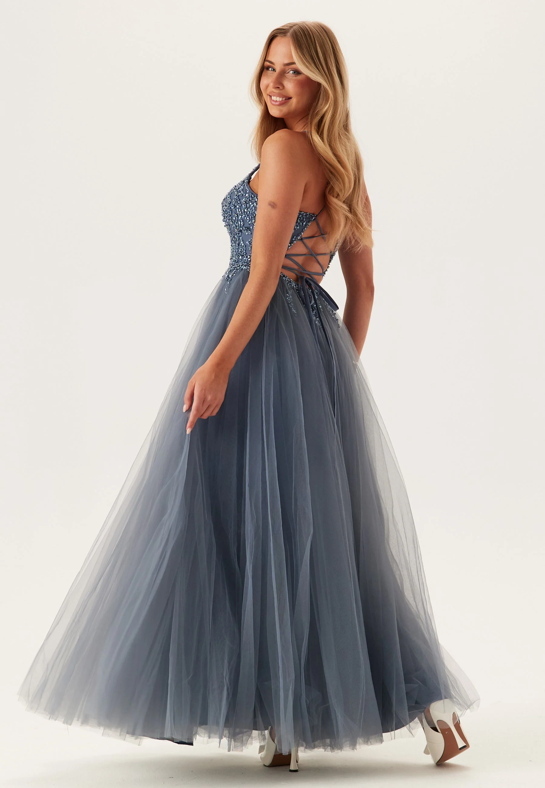 Tulle Back Lacing Evening Dress - Image 2