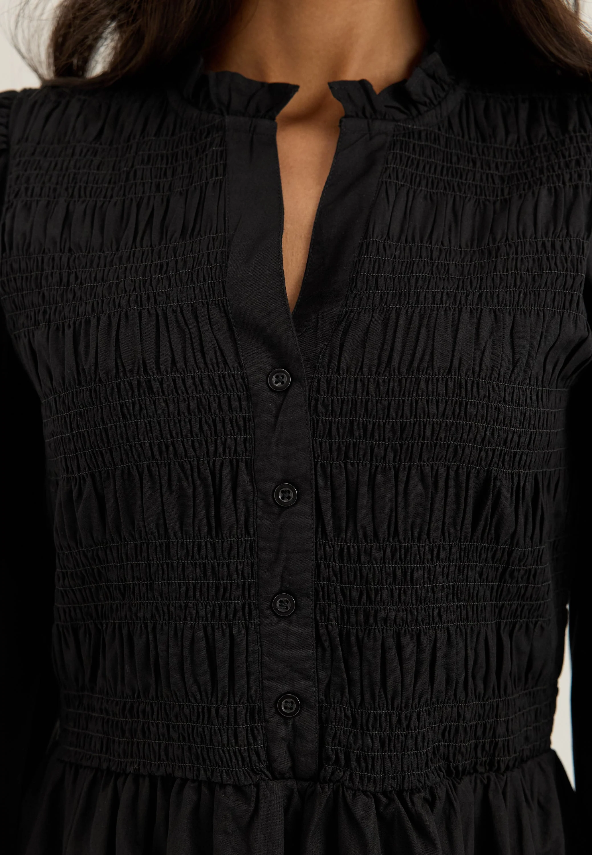 V-neck Cotton Smock Dress - Image 4