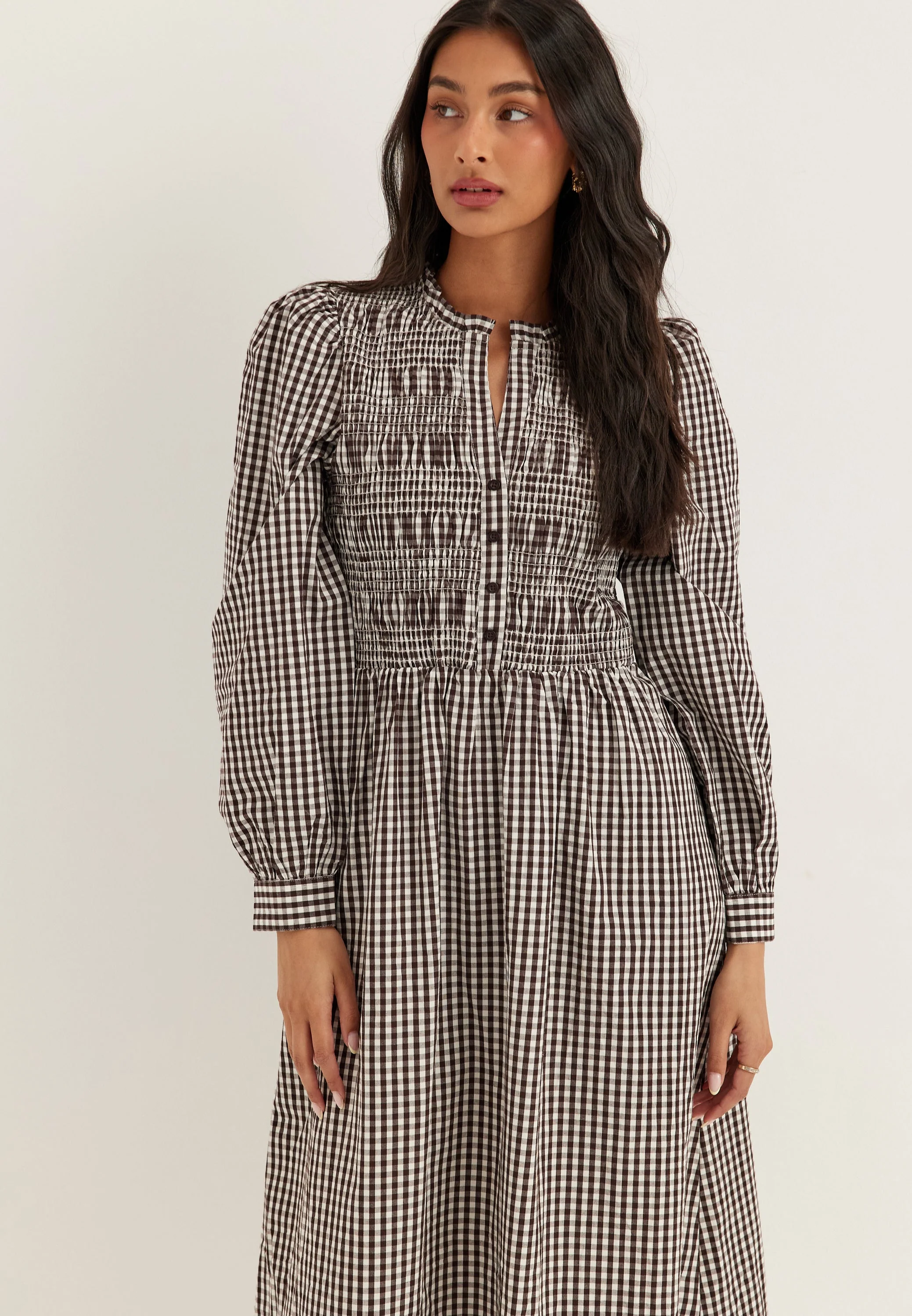 V-neck Cotton Smock Dress - Image 3