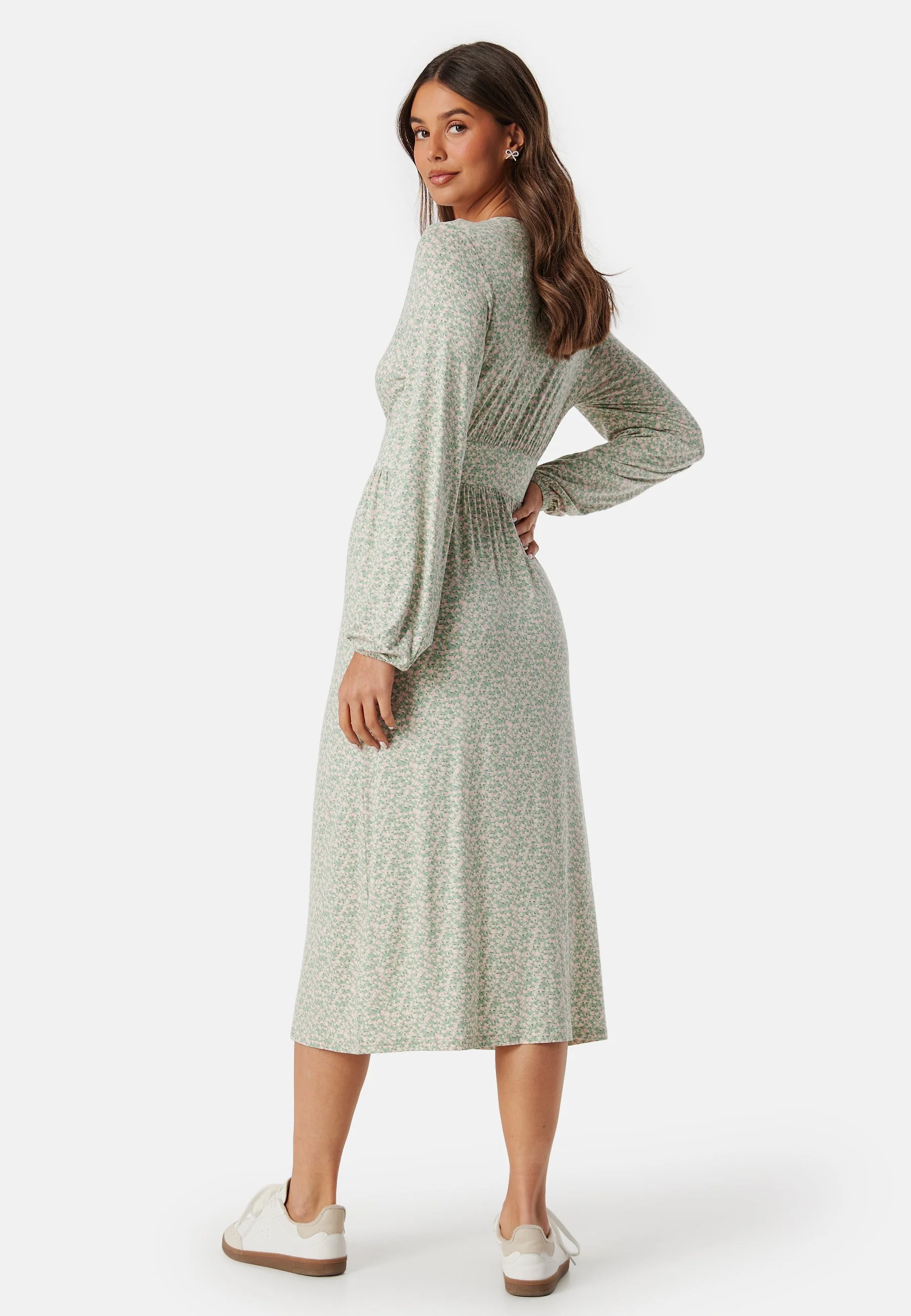 V-neck Midi Button Dress - Image 2