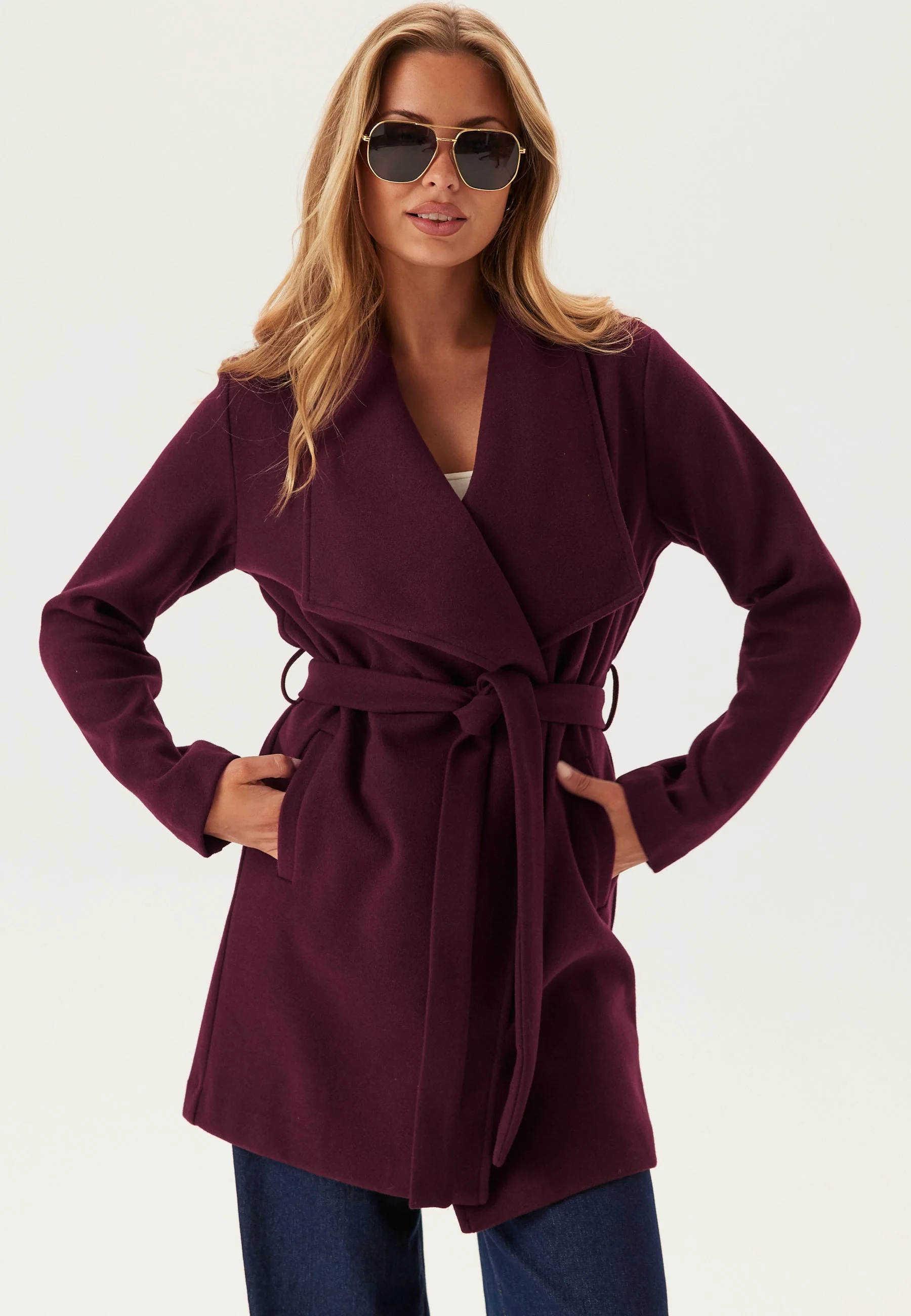 Vicooley Collar Belt Coat