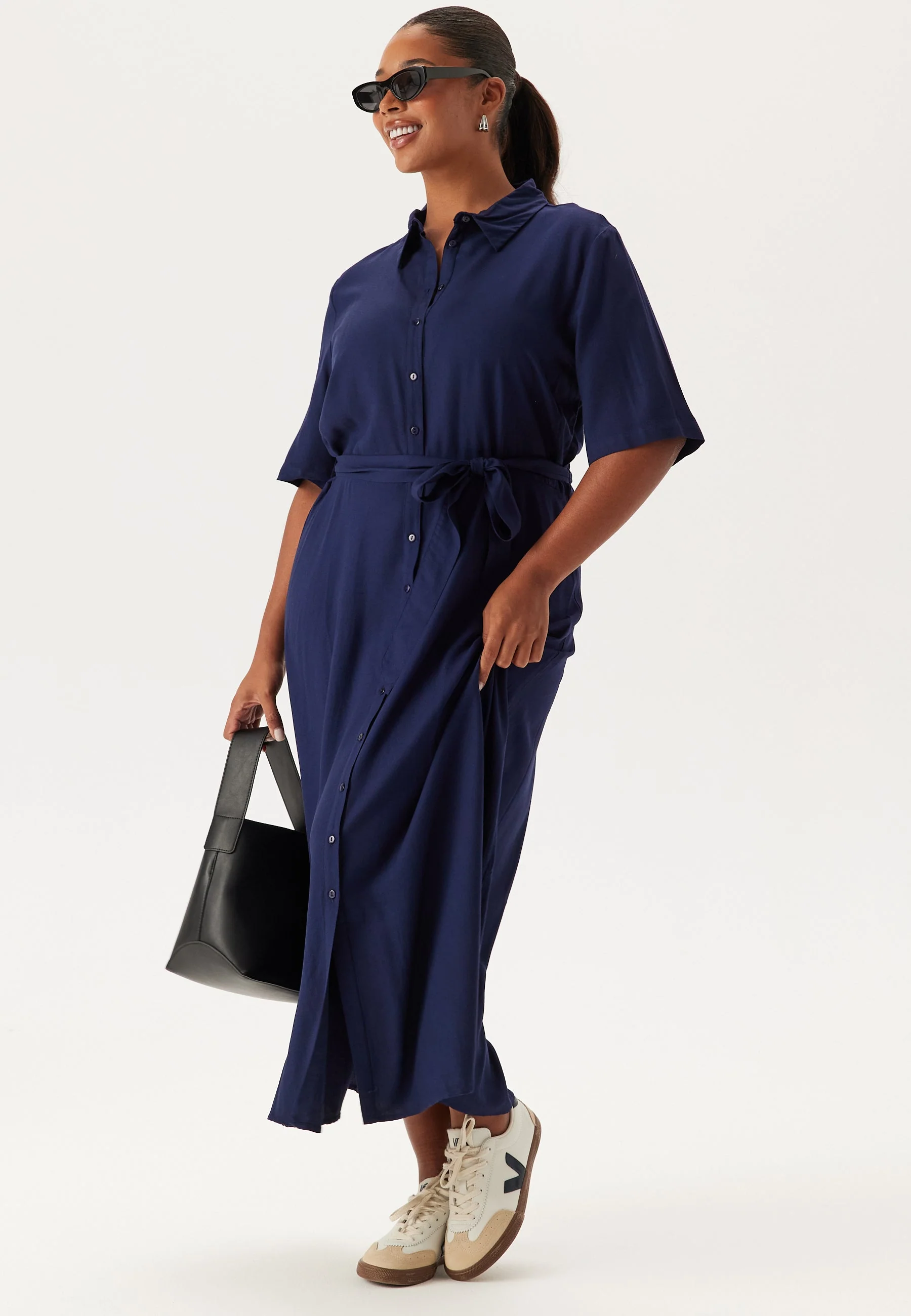 Viscose Belted Shirt Dress - Image 5
