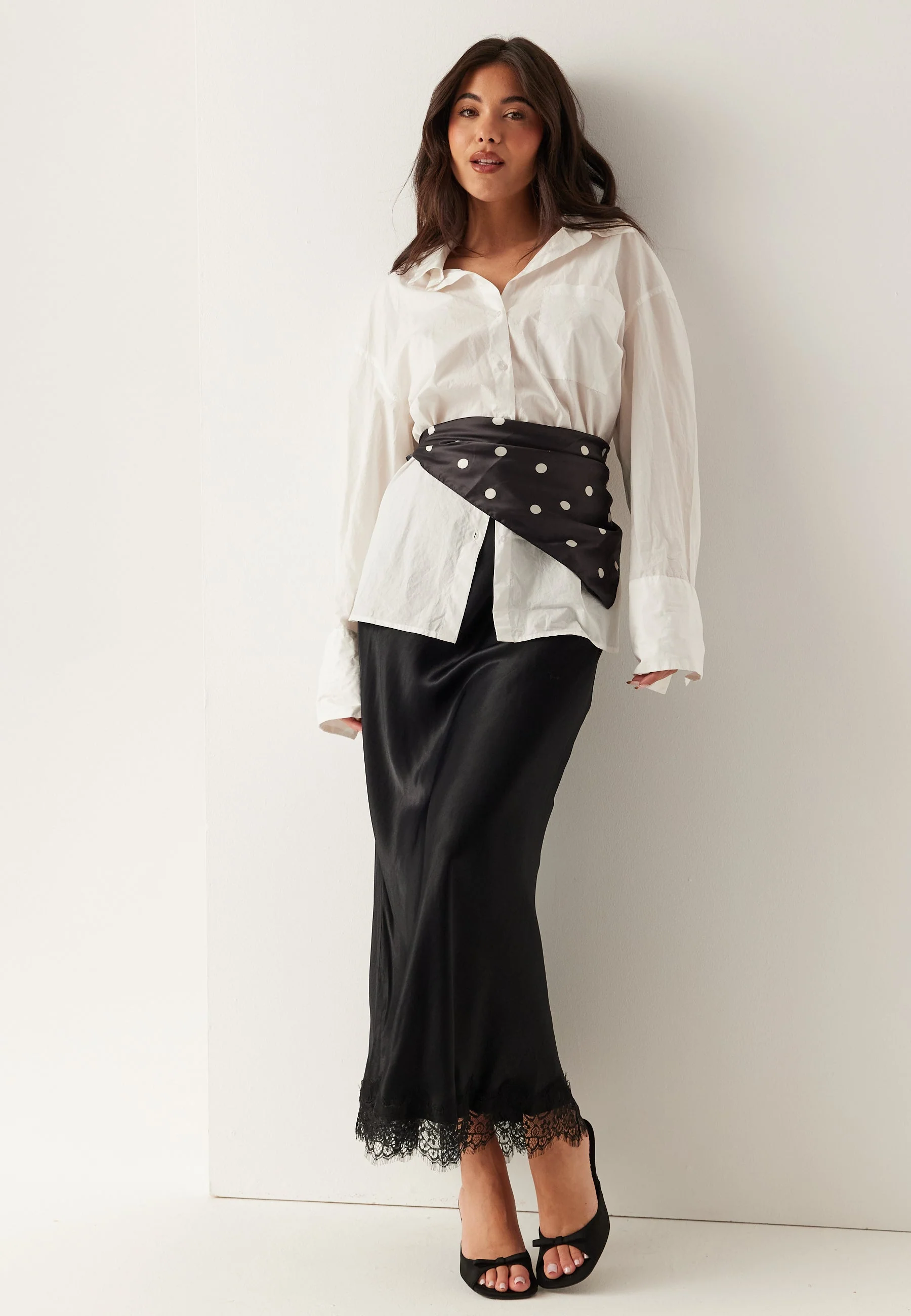 Viscose Satin Lace Skirt
