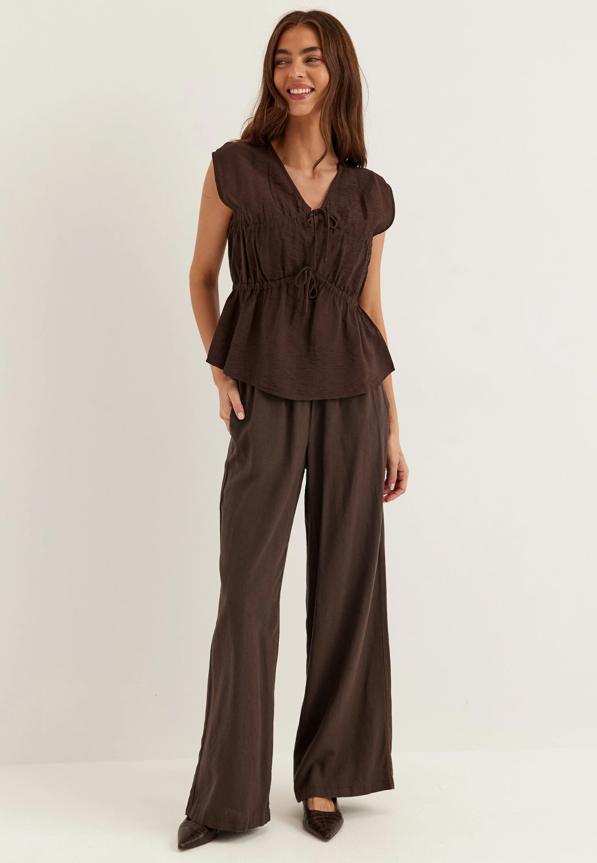 Viscose Tie Detail Blouse - Image 2