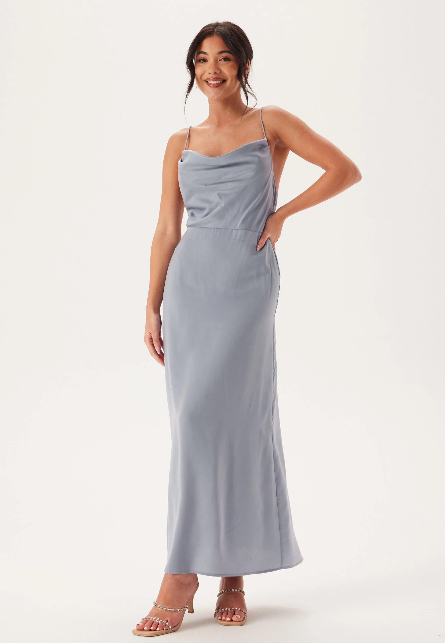 Waterfall Satin Ankle dress - Image 3