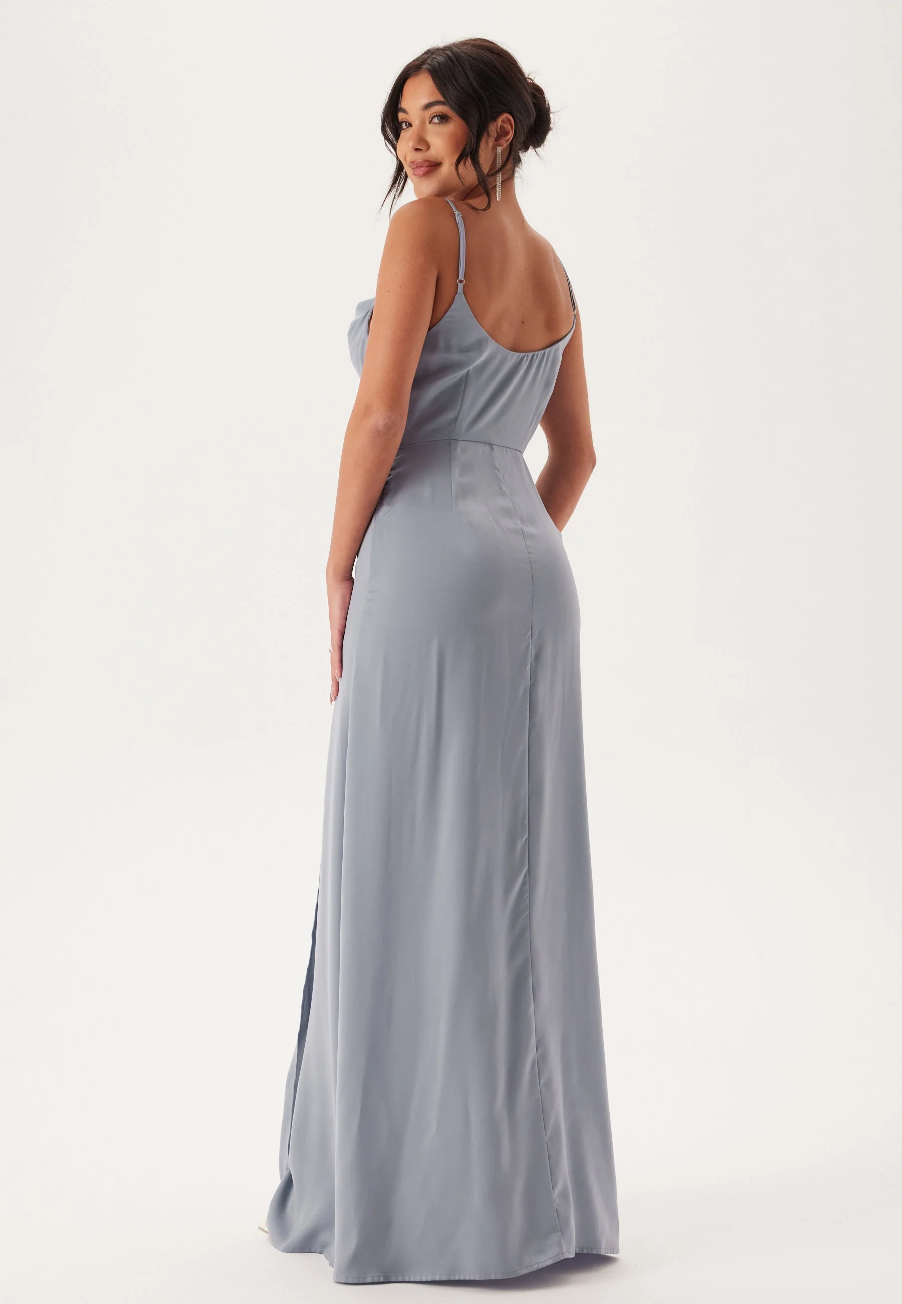 Waterfall Slit Satin Gown - Image 2