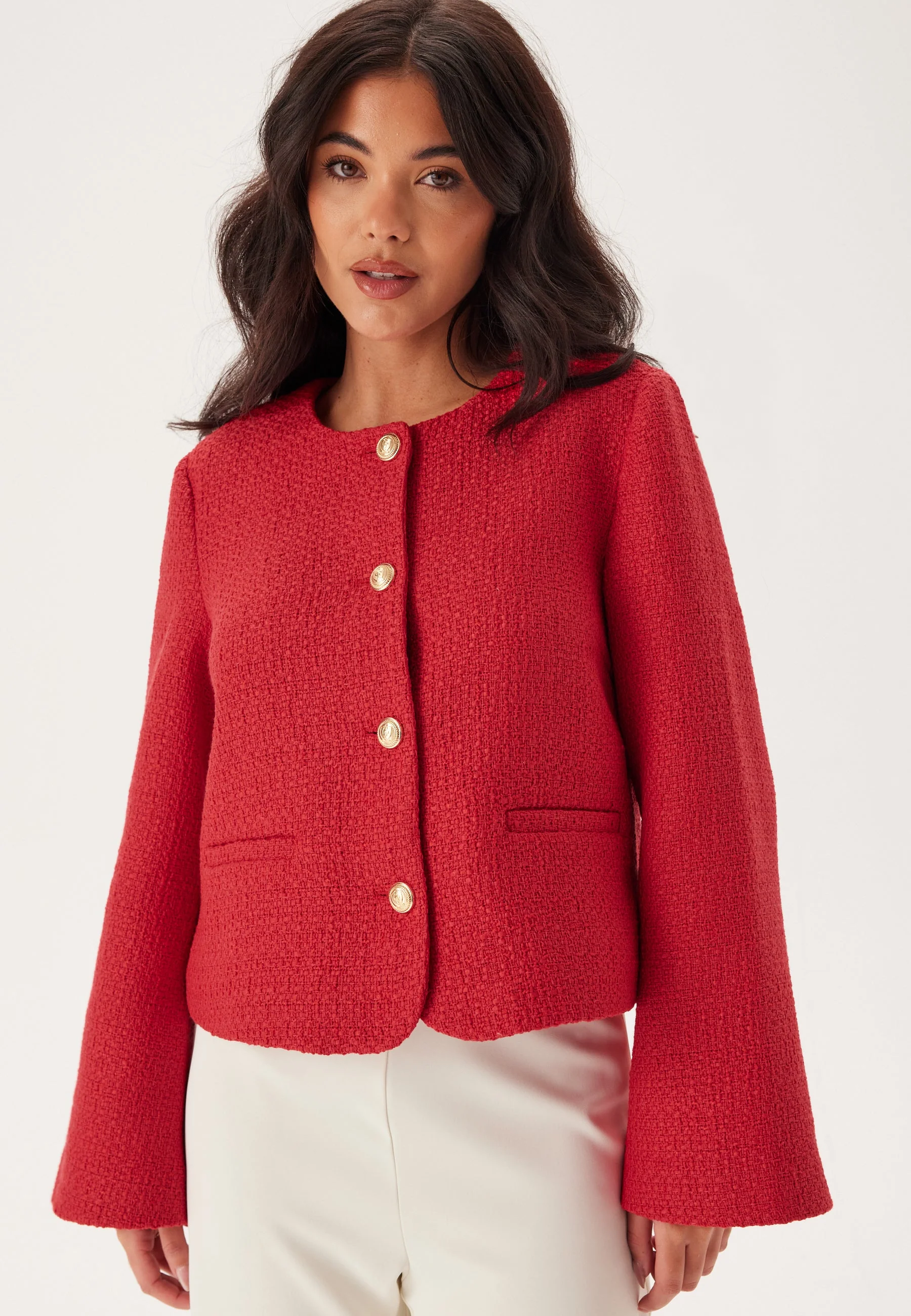 Wide Sleeve Bouclé Jacket - Image 3