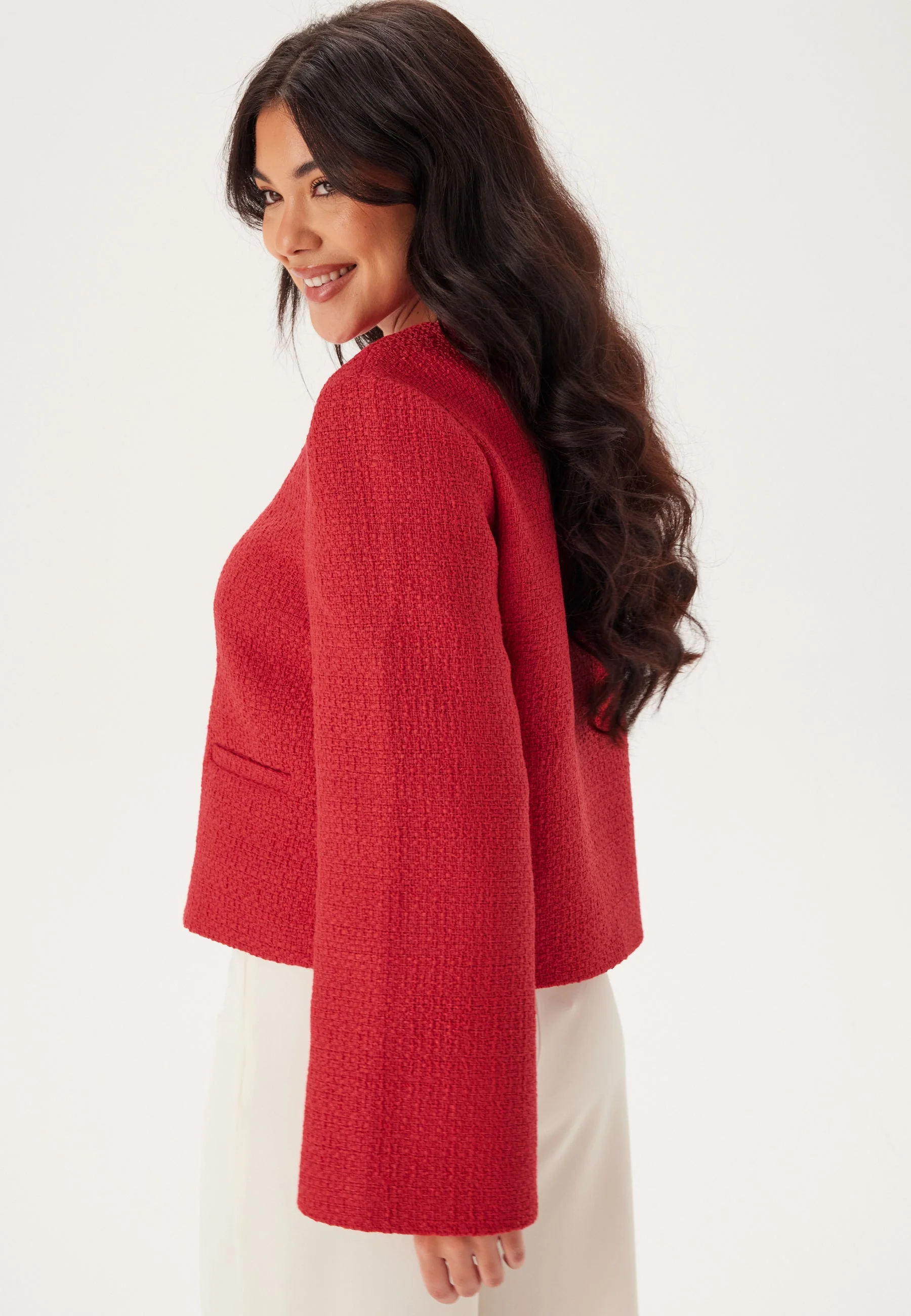 Wide Sleeve Bouclé Jacket - Image 4