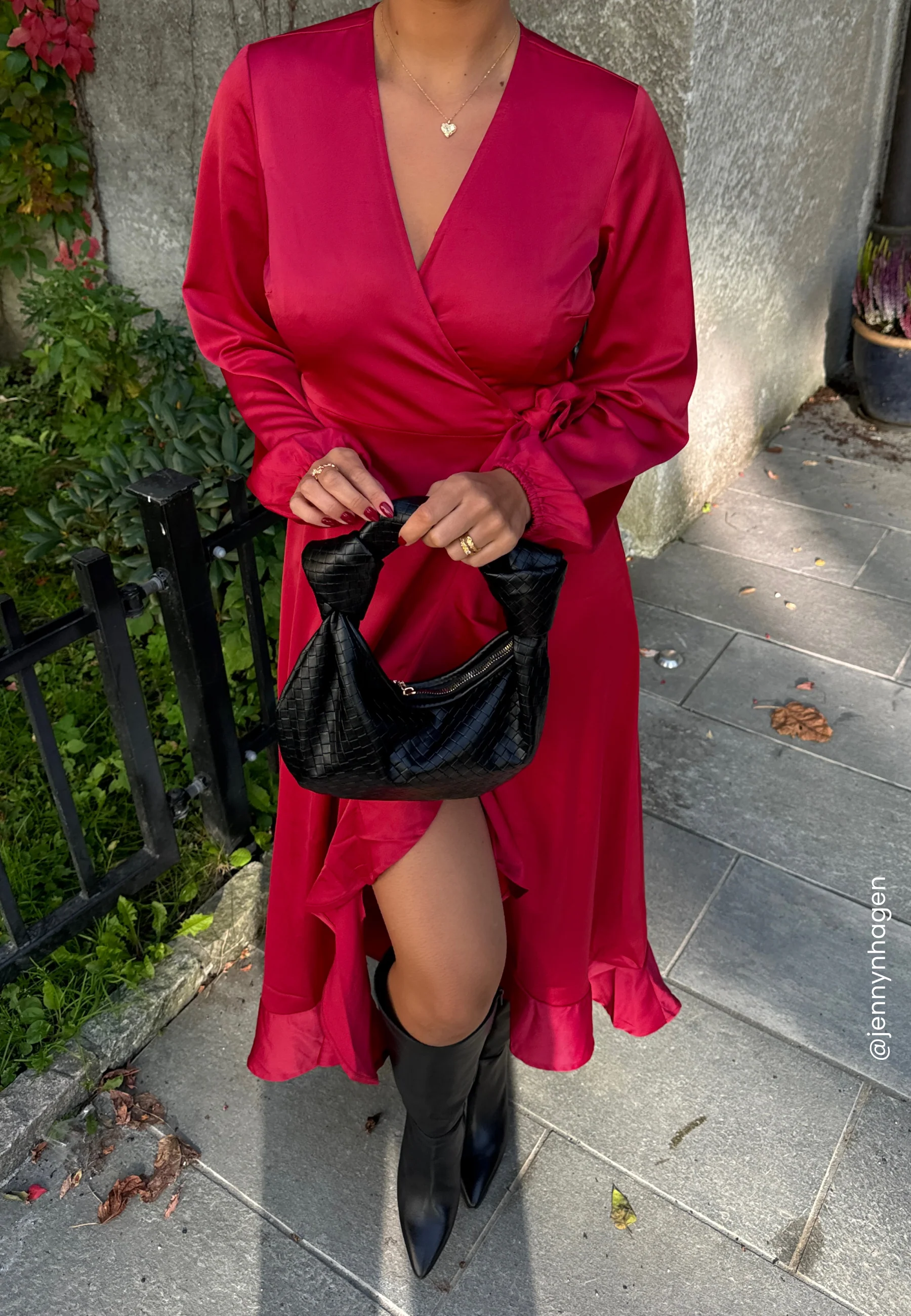 Wrap L/S Satin Maxi Dress - Image 7